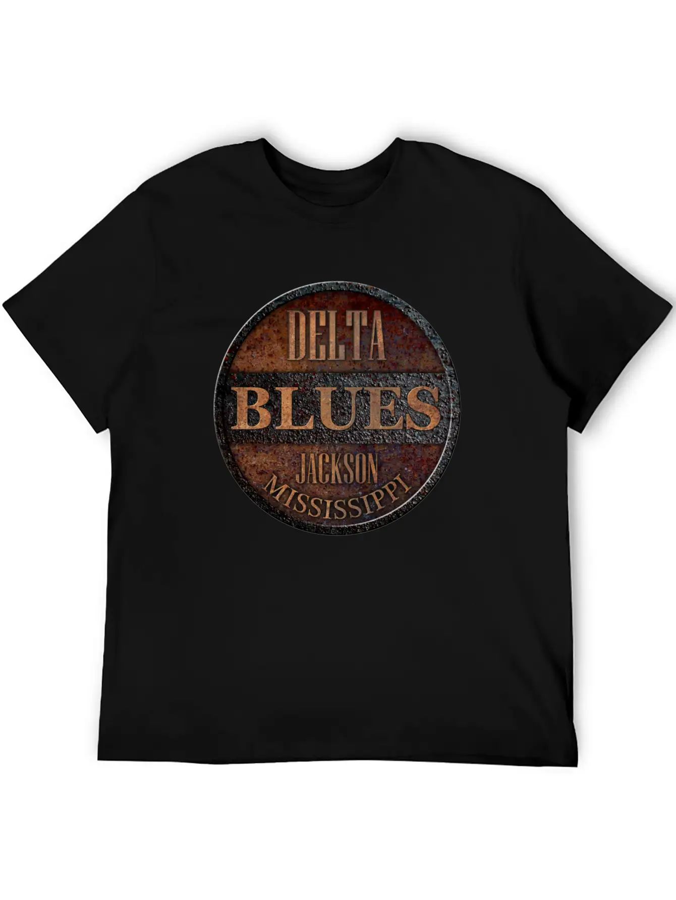 Rusty Delta Blues Jackson Unisex Short Sleeve Soft Cotton T-Shirt – Casual Everyday Wear