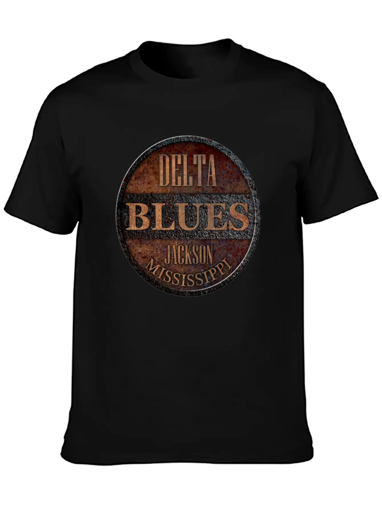 Rusty Delta Blues Jackson Unisex Short Sleeve Soft Cotton T-Shirt – Casual Everyday Wear