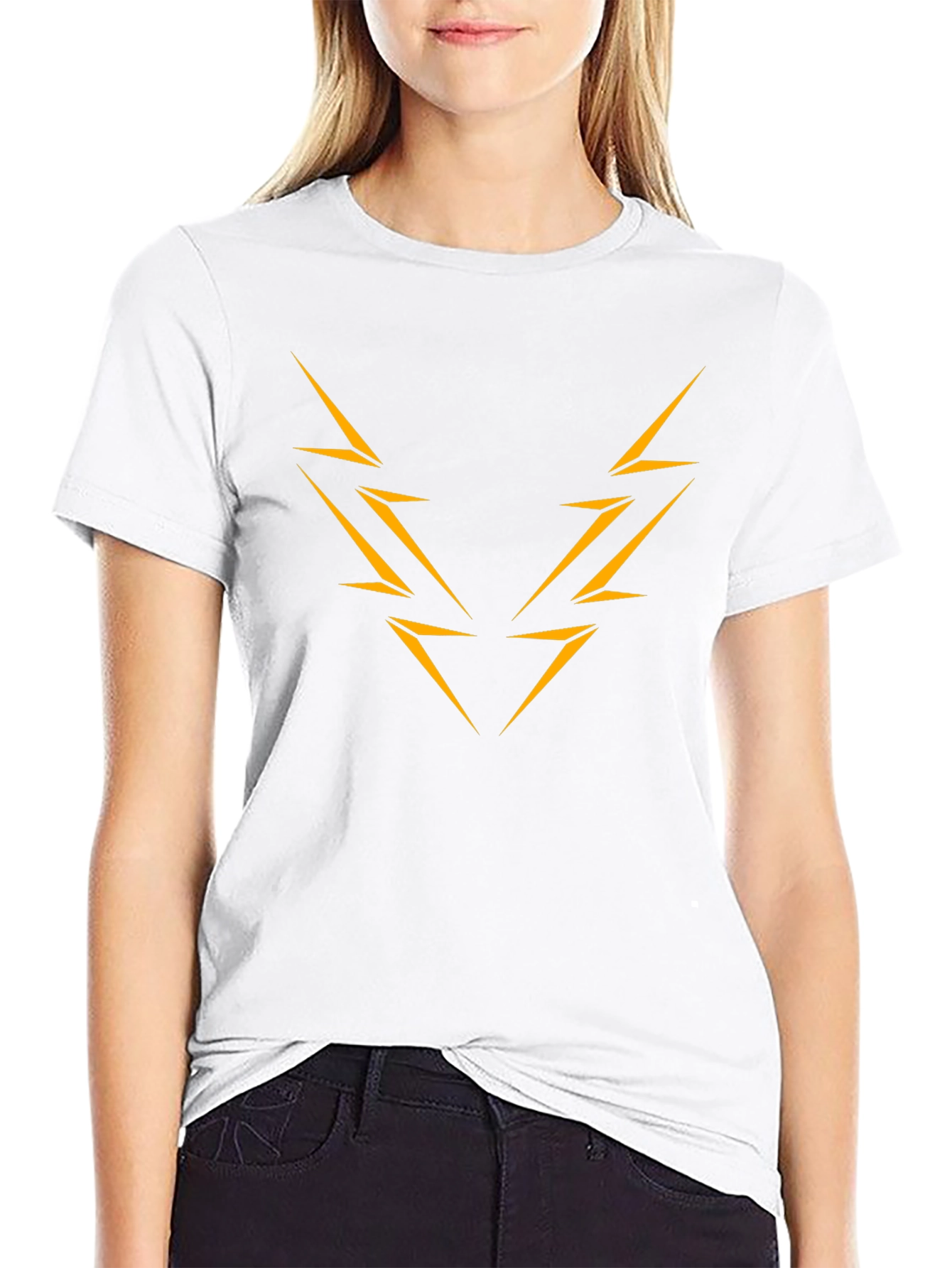 Black T-Shirt with Abstract Lightning Bolt Design