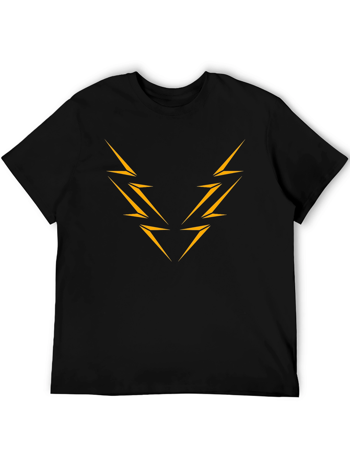Black T-Shirt with Abstract Lightning Bolt Design
