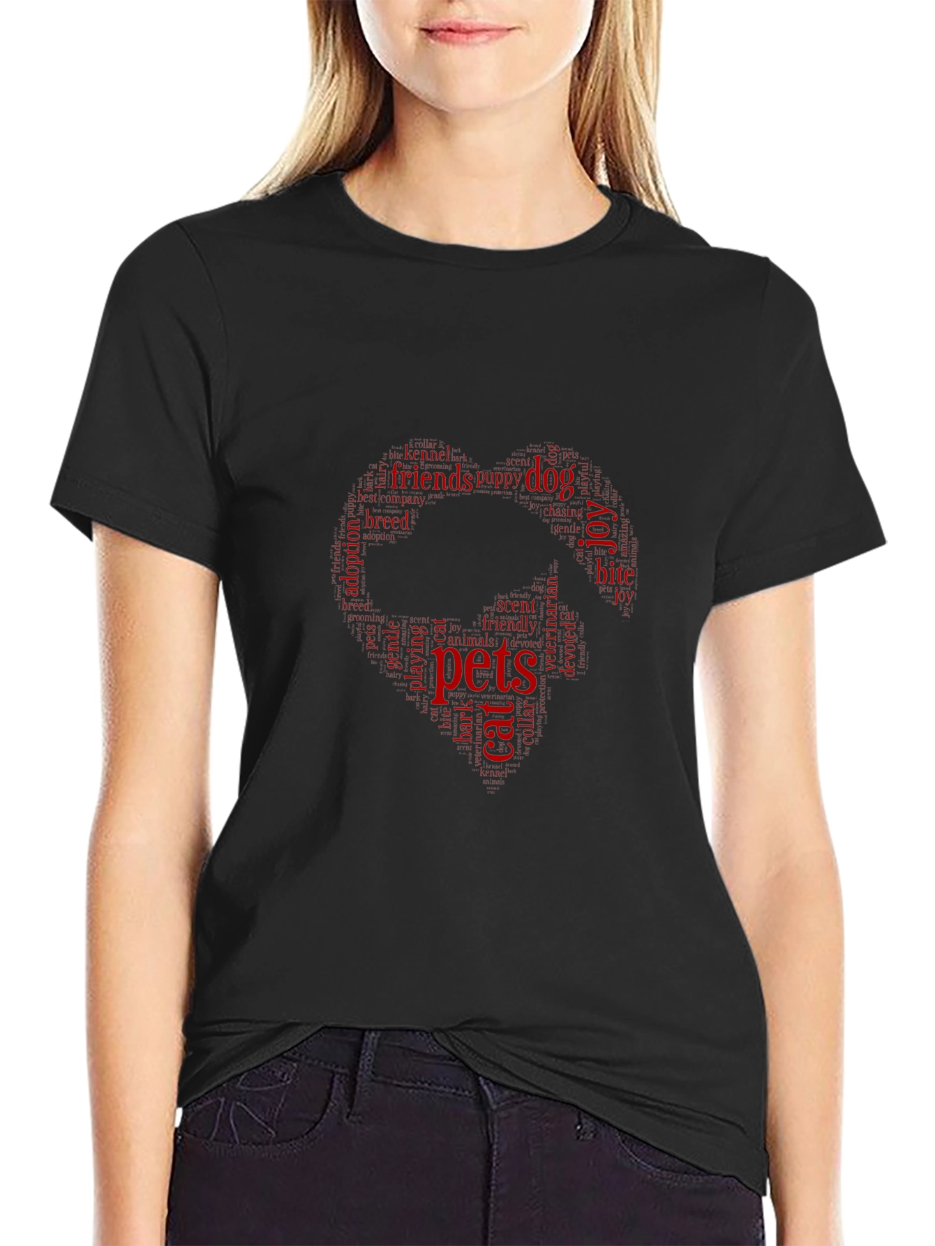 Pets Word Cloud T-Shirt - Black