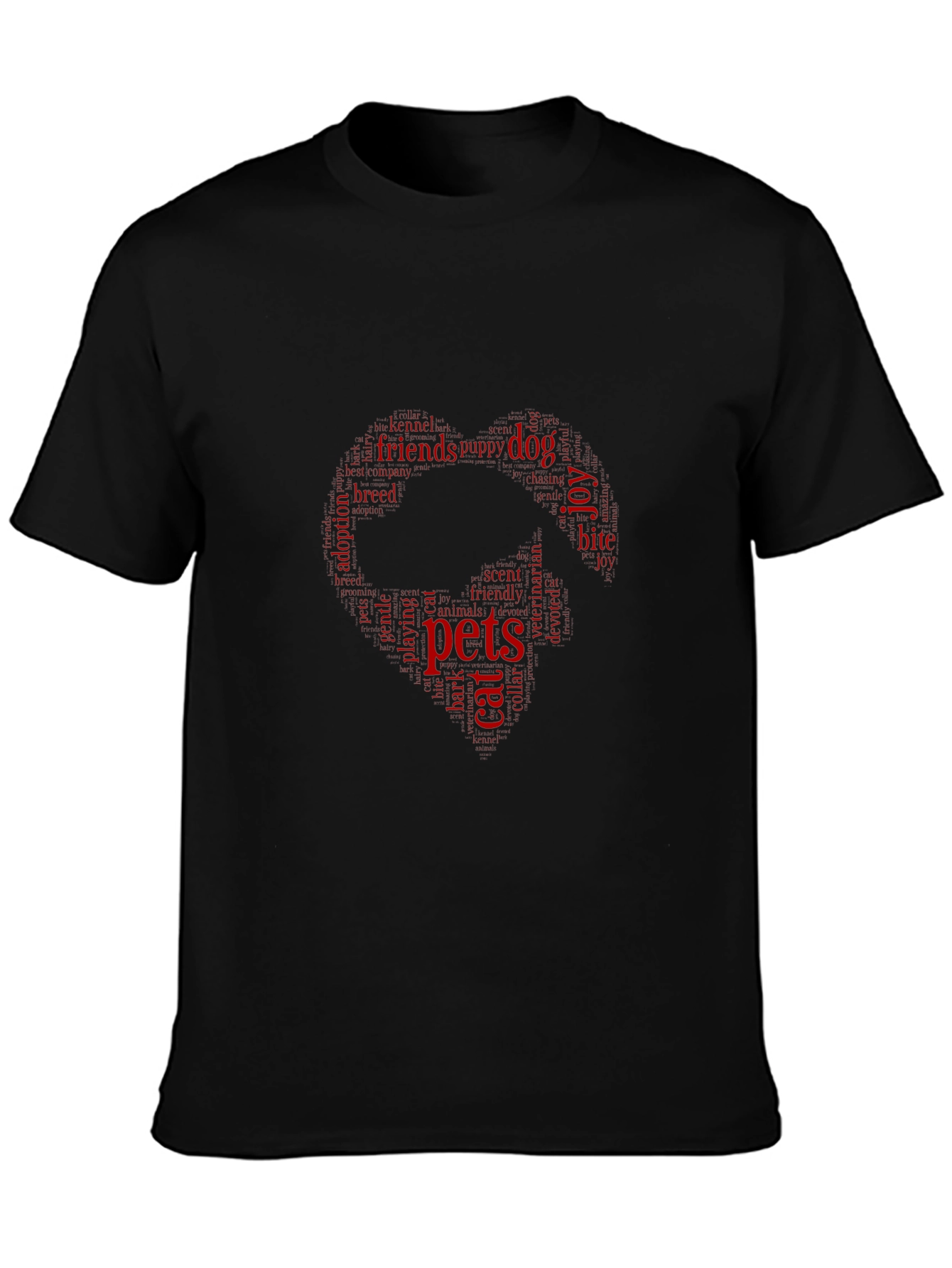 Pets Word Cloud T-Shirt - Black