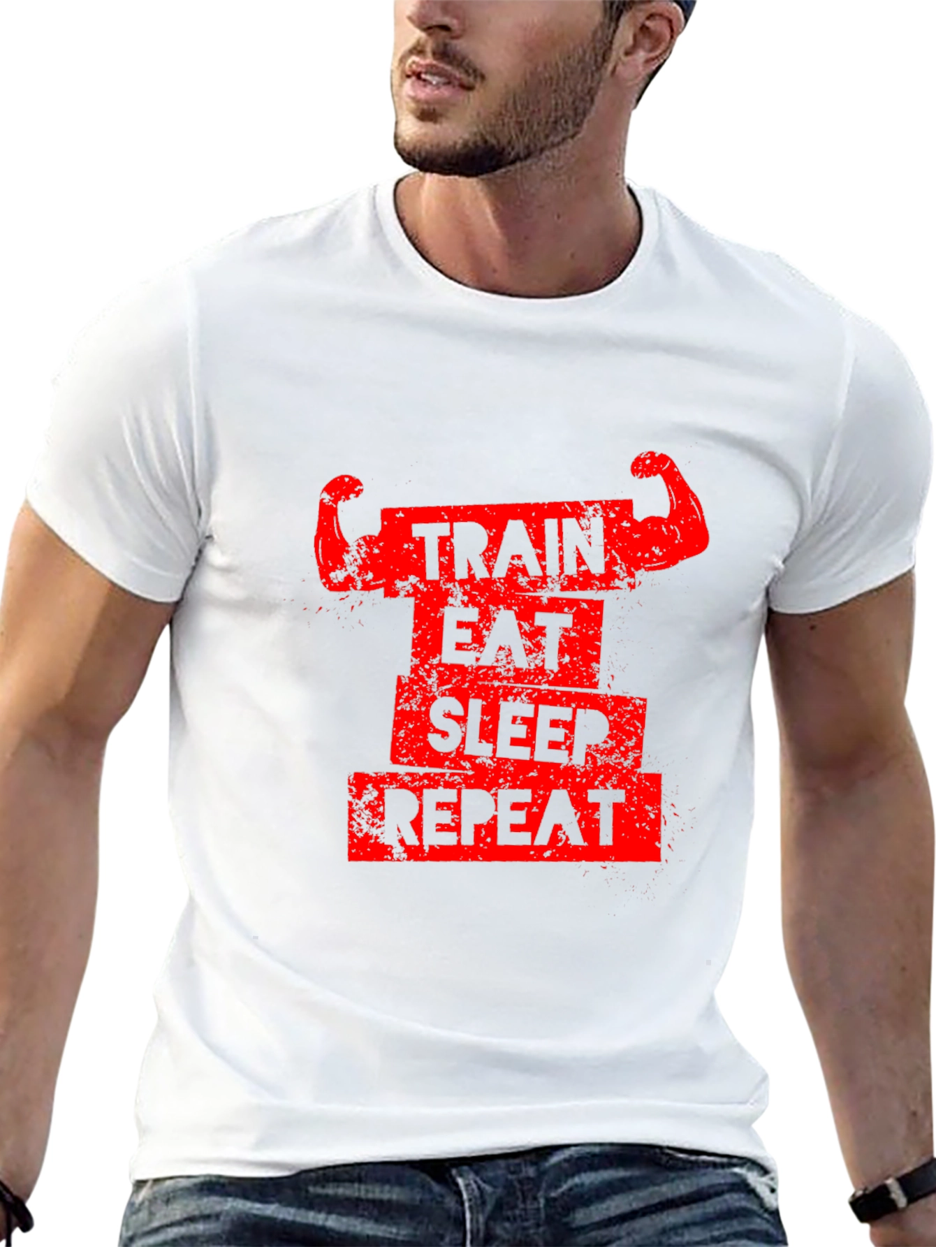 Train Eat Sleep Repeat Black Graphic Tee