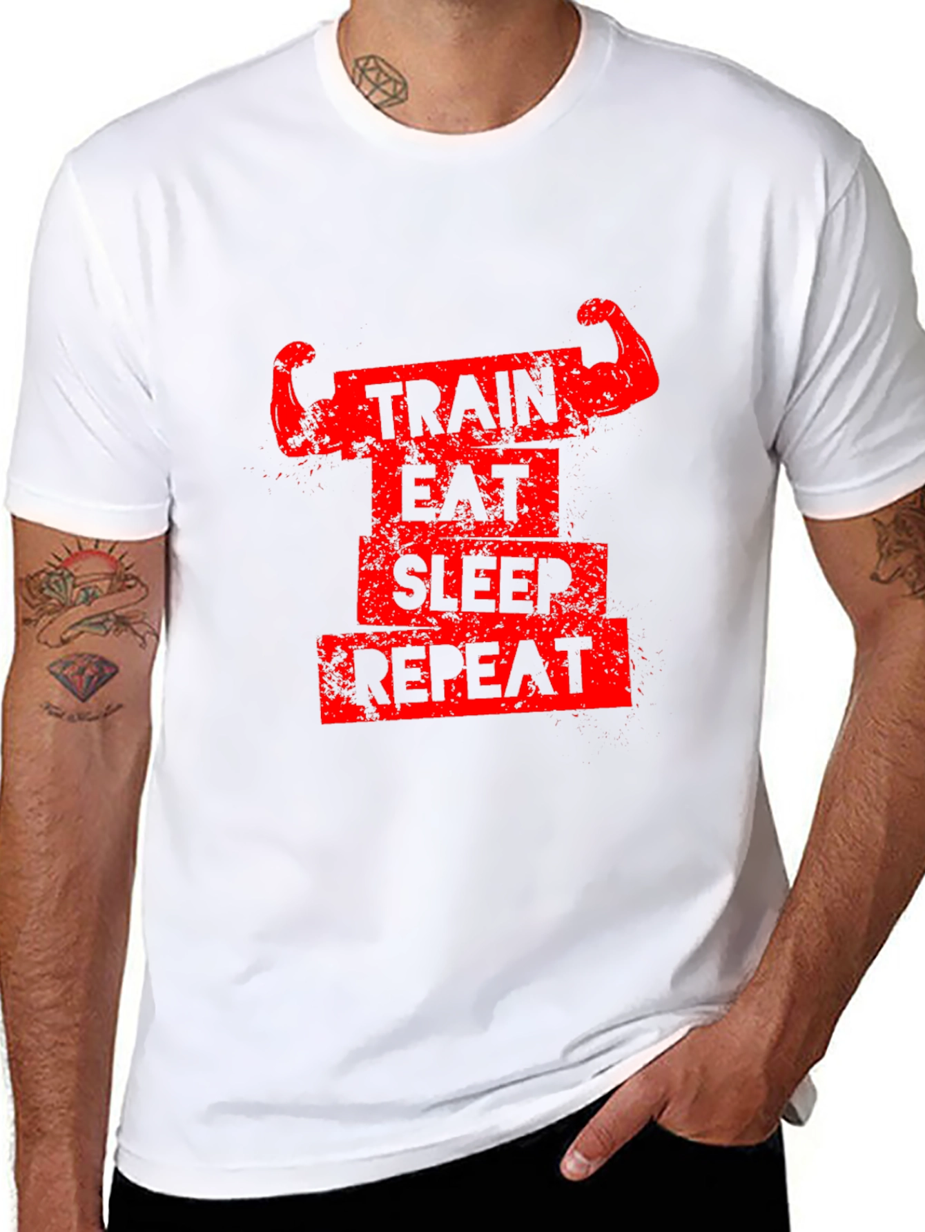 Train Eat Sleep Repeat Black Graphic Tee