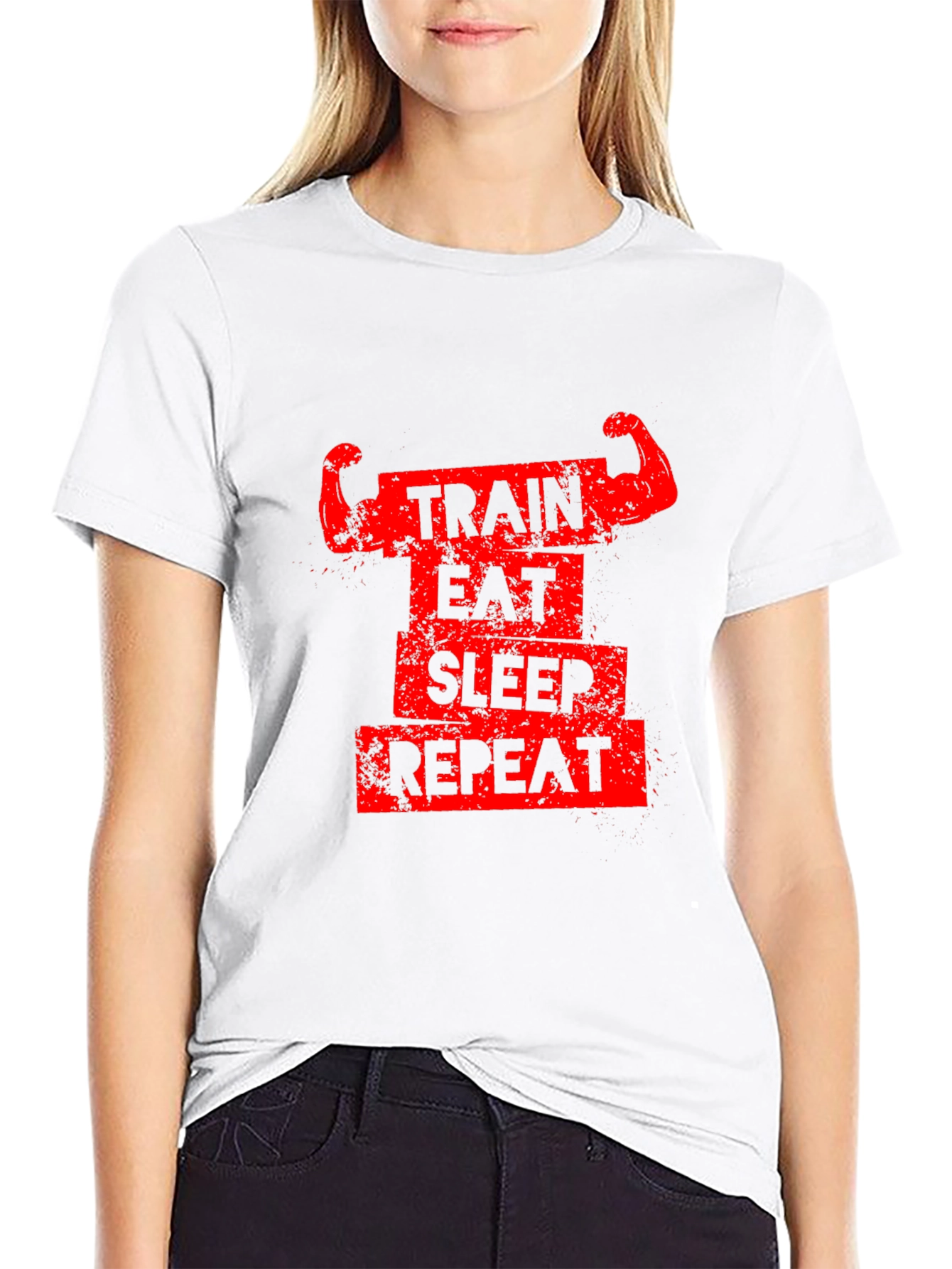 Train Eat Sleep Repeat Black Graphic Tee