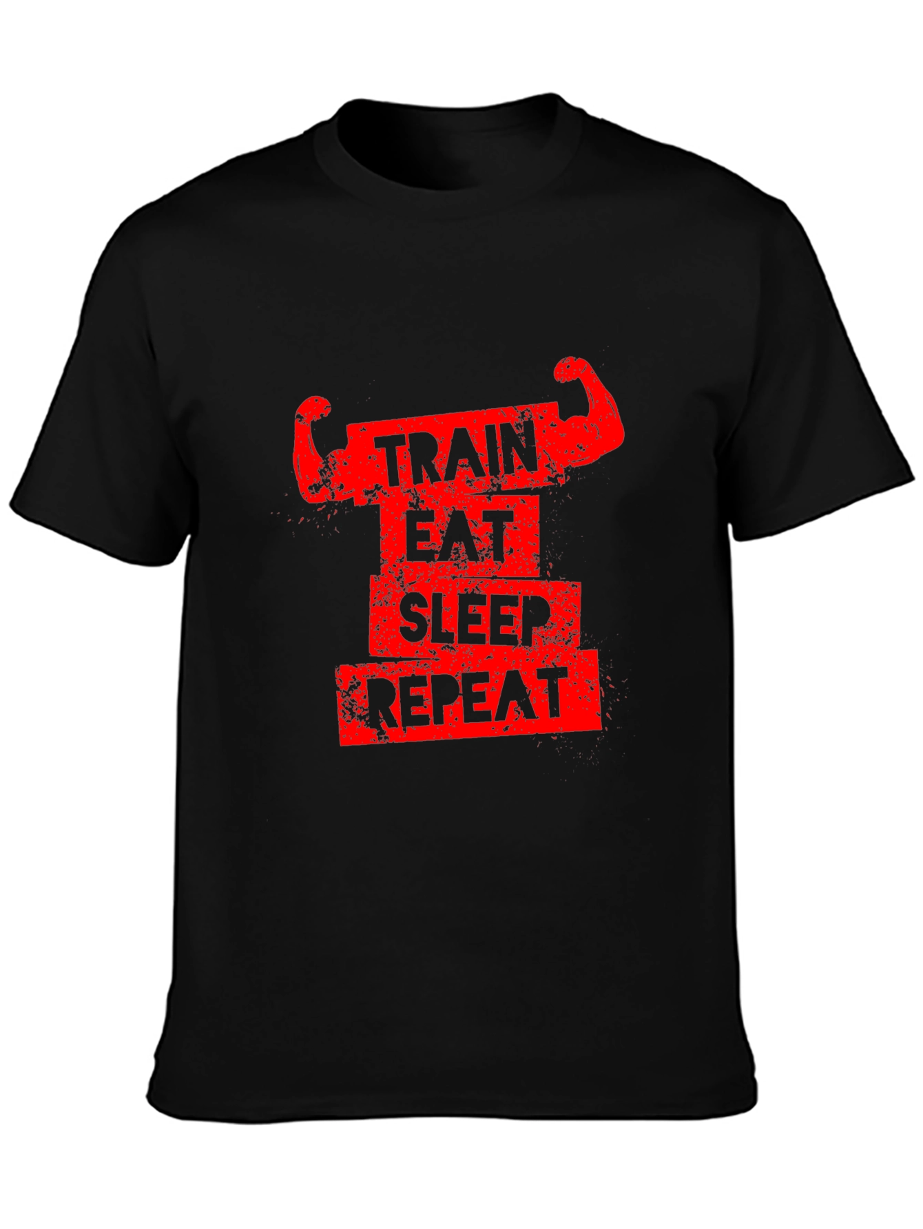 Train Eat Sleep Repeat Black Graphic Tee