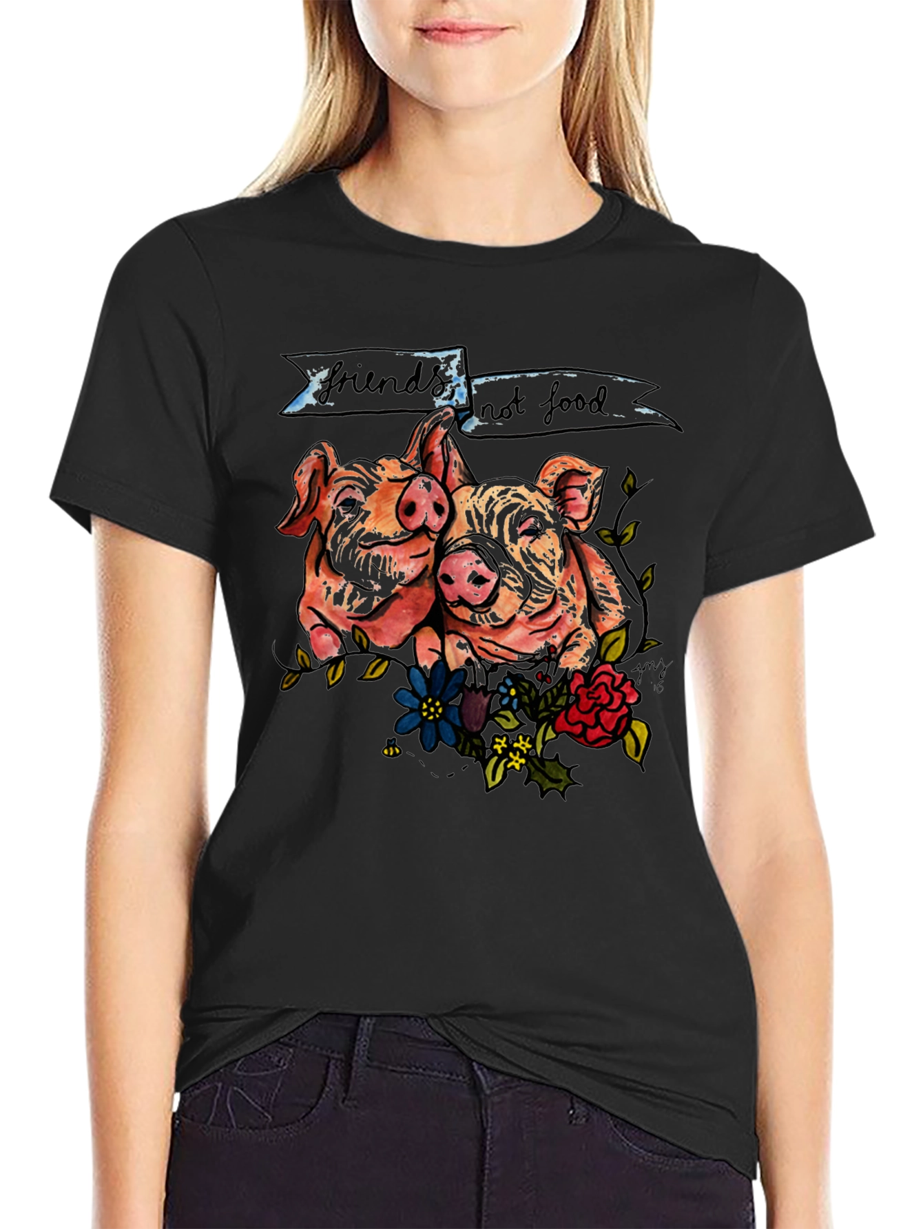 Friends Not Food Pig Graphic T-Shirt