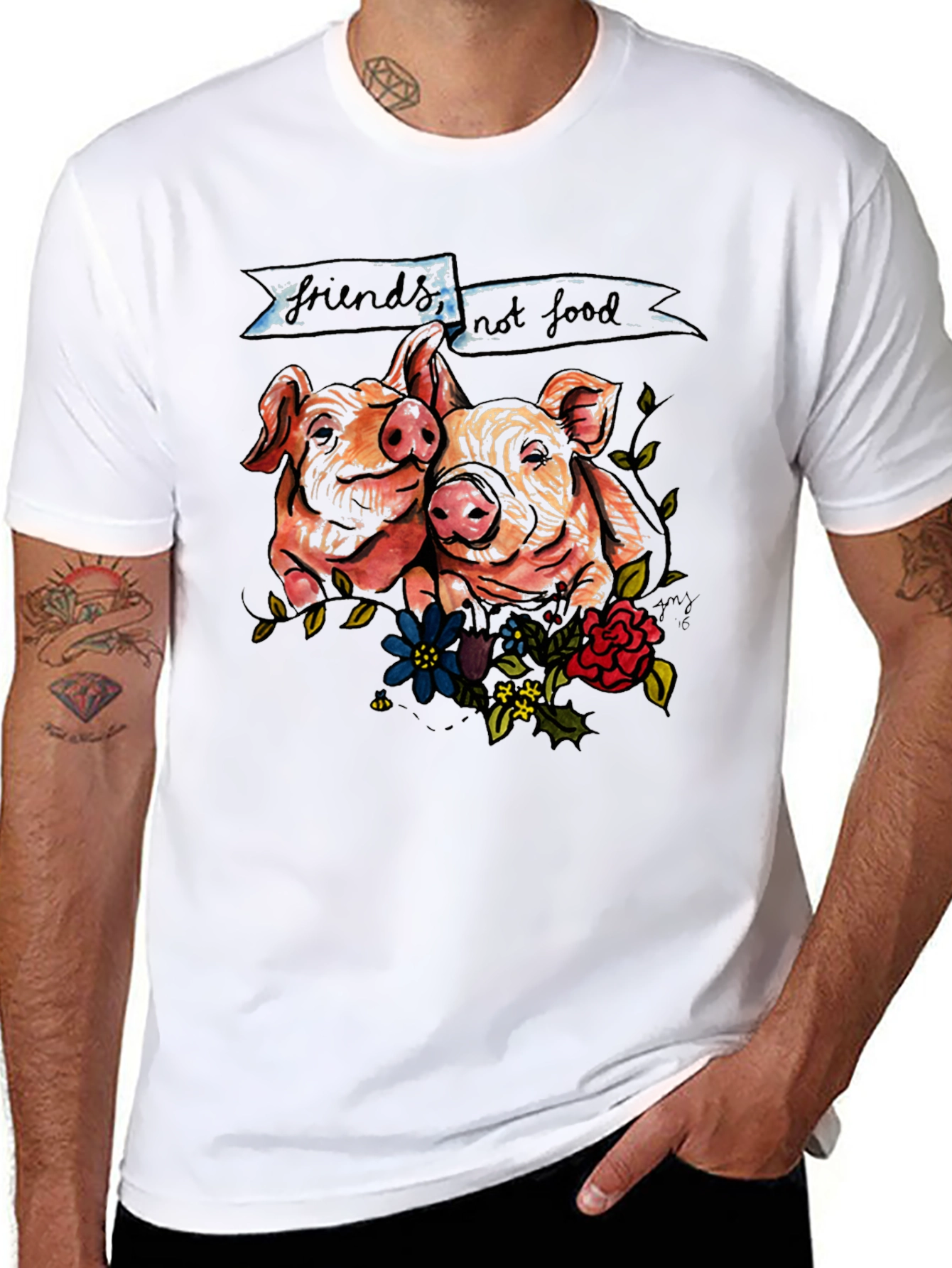 Friends Not Food Pig Graphic T-Shirt