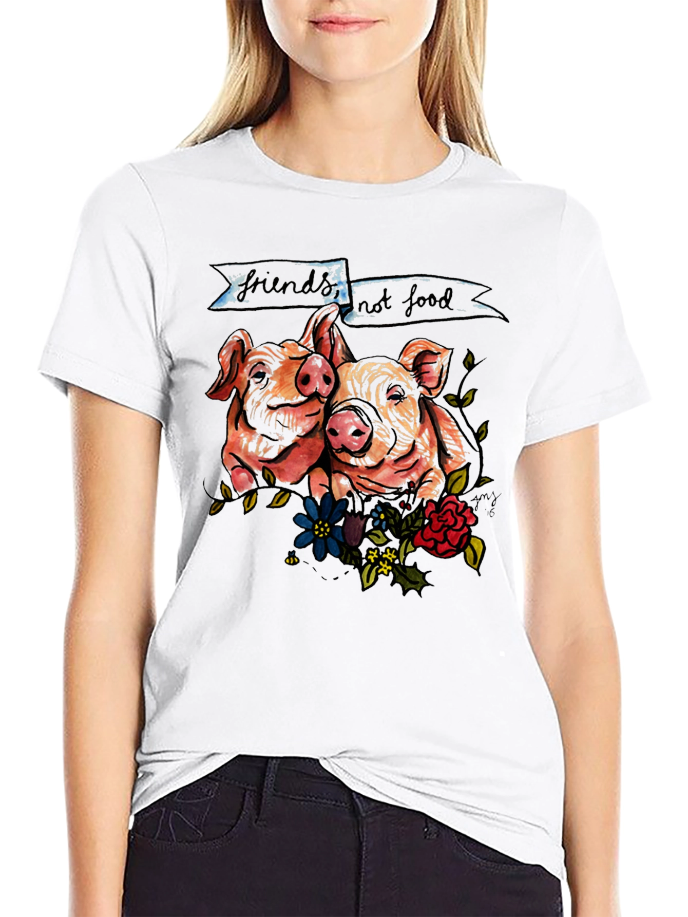 Friends Not Food Pig Graphic T-Shirt