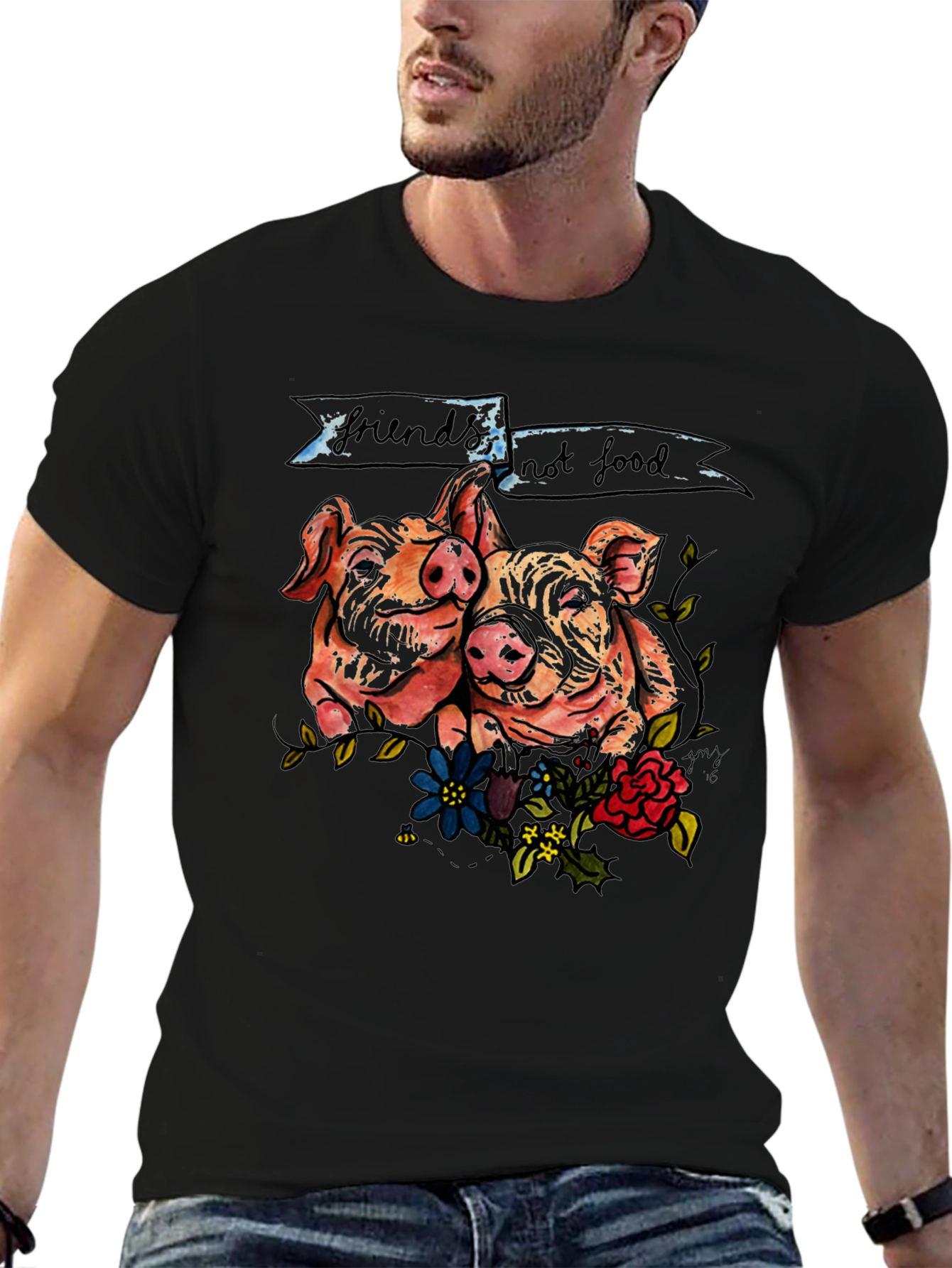 Friends Not Food Pig Graphic T-Shirt