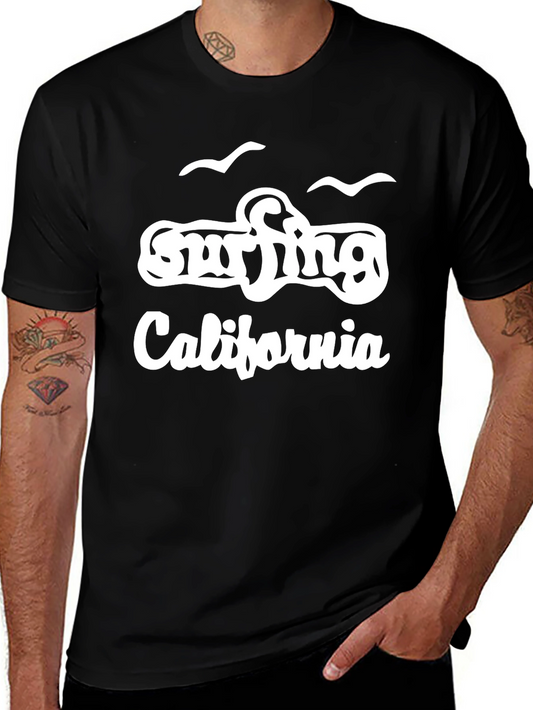 Surfing California Graphic Tee - Classic Black T-Shirt