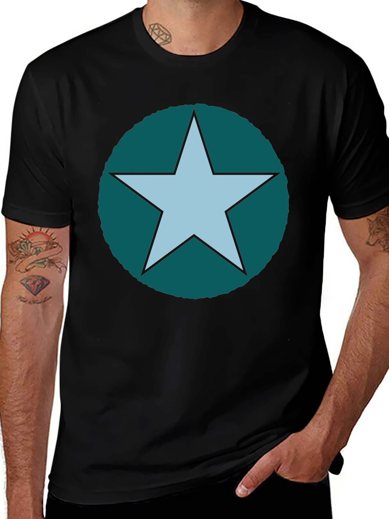 Star Graphic Tee - Casual Cotton Blend