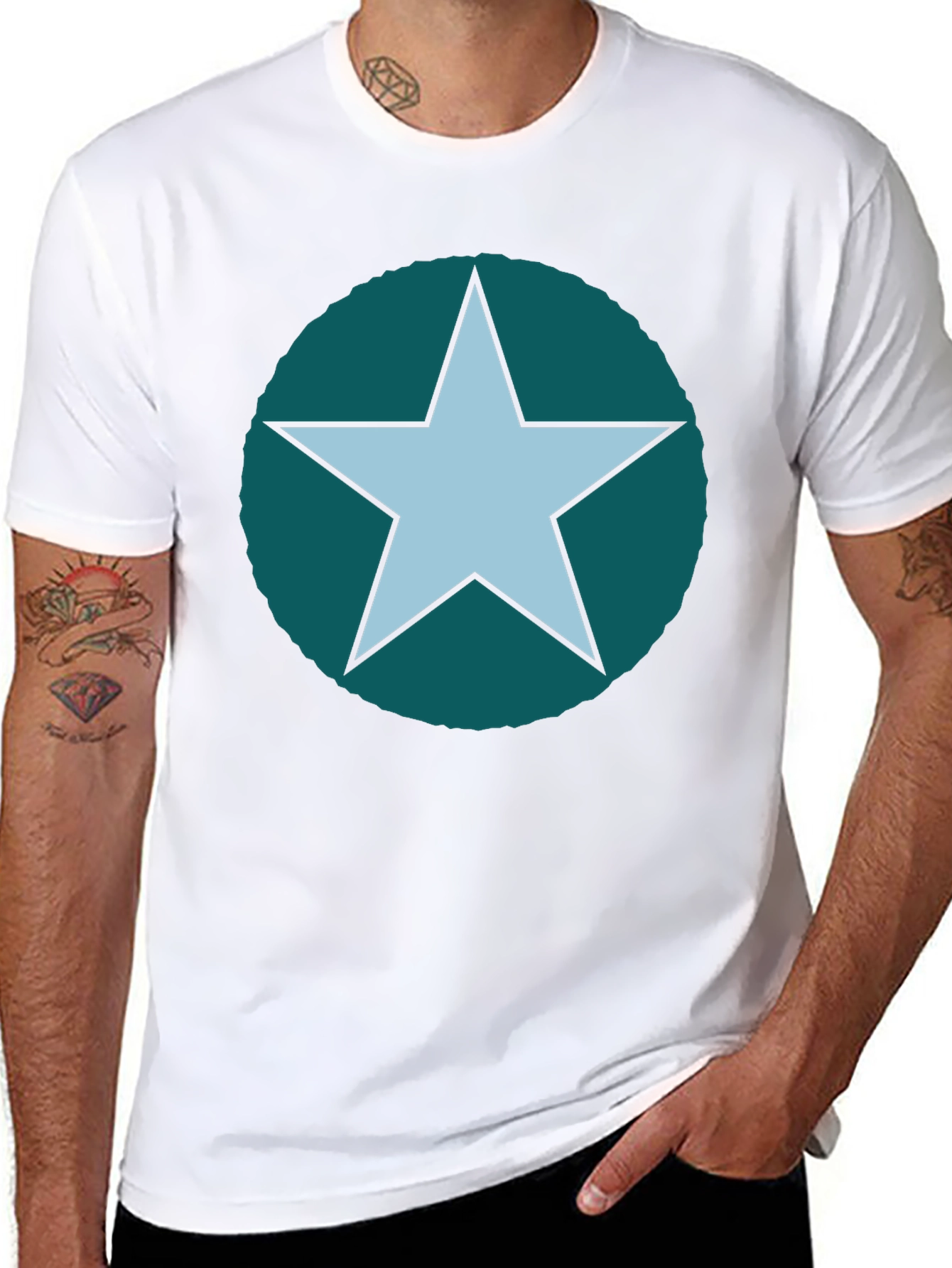 Star Graphic Tee - Casual Cotton Blend
