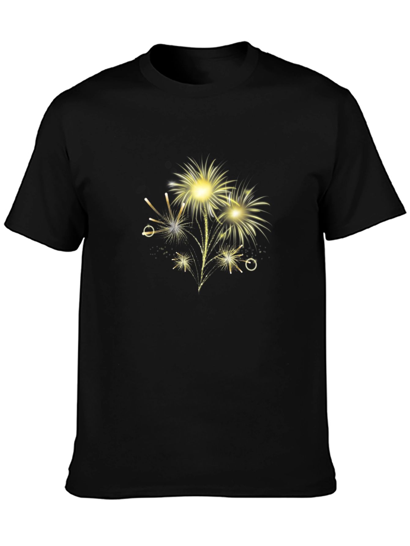 Festive Fireworks Graphic Tee - Black Cotton Blend