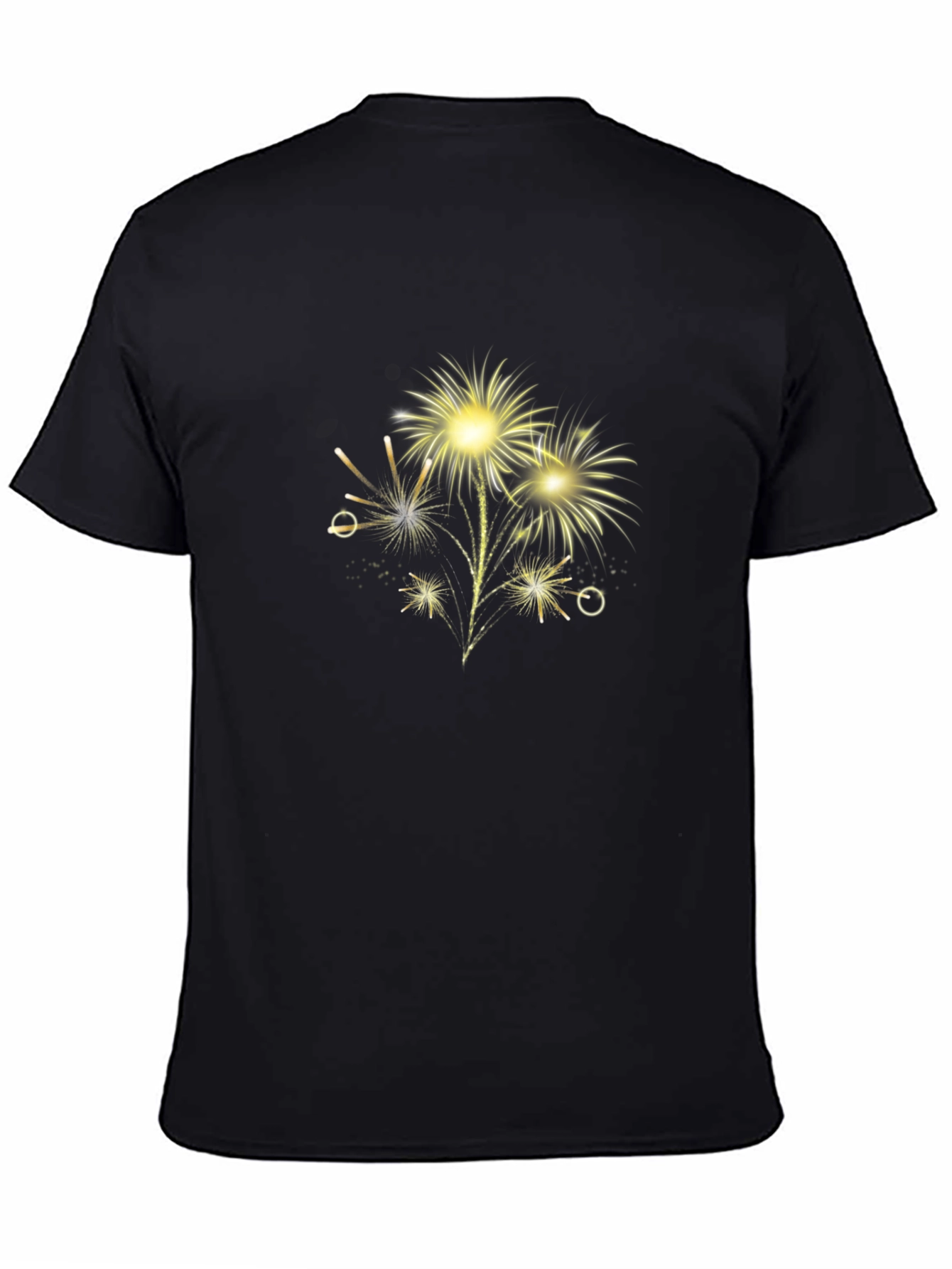 Festive Fireworks Graphic Tee - Black Cotton Blend