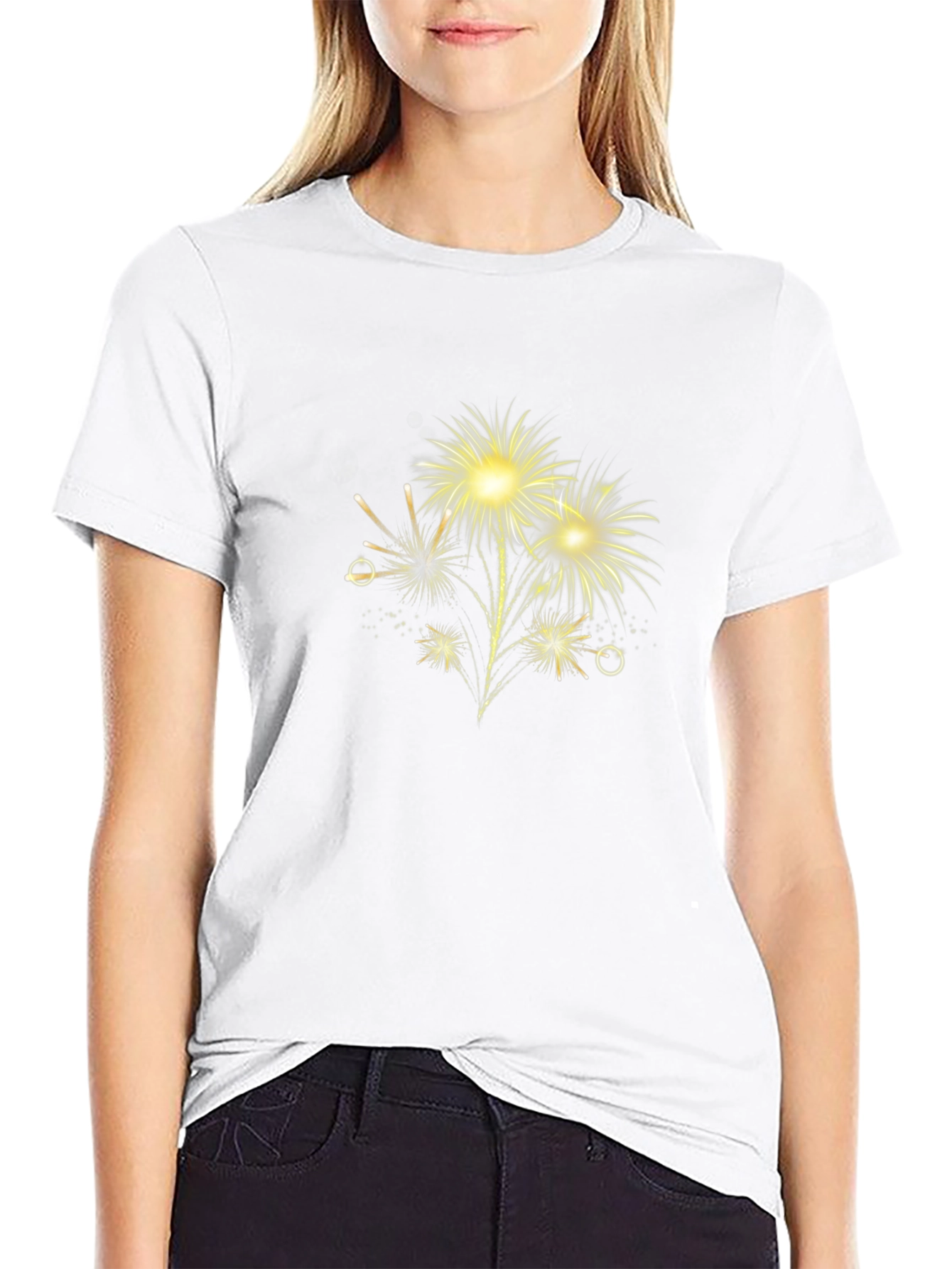Festive Fireworks Graphic Tee - Black Cotton Blend