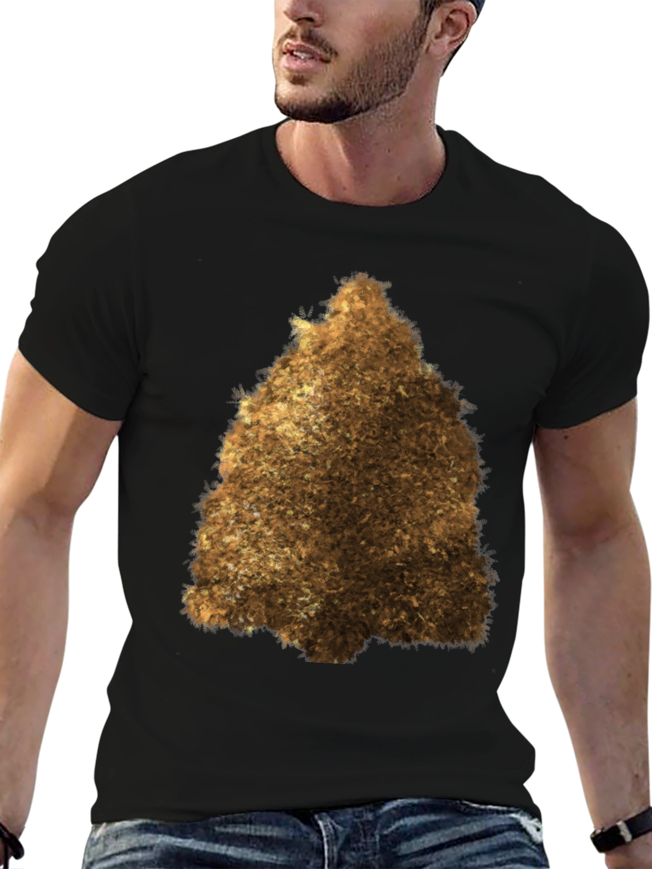 Fuzzy Brown Triangle Graphic Tee - Unisex Black T-Shirt