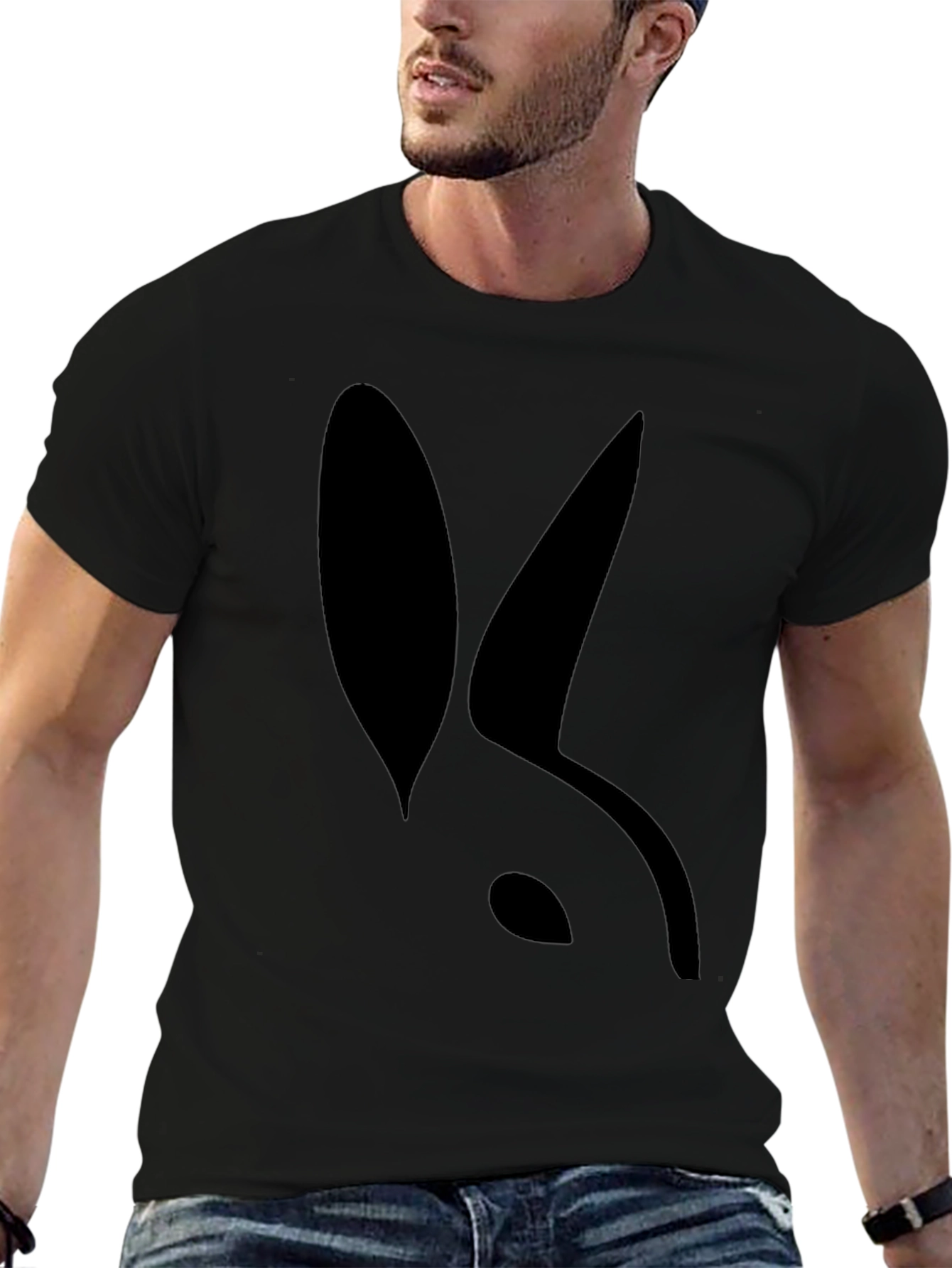 Modern Rabbit Silhouette Black T-Shirt