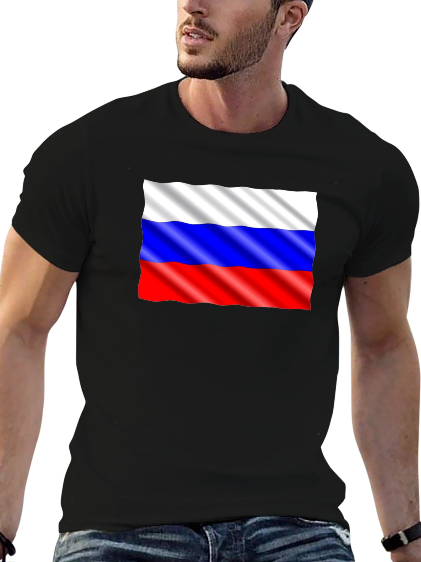 Russian Flag Graphic Tee - Black