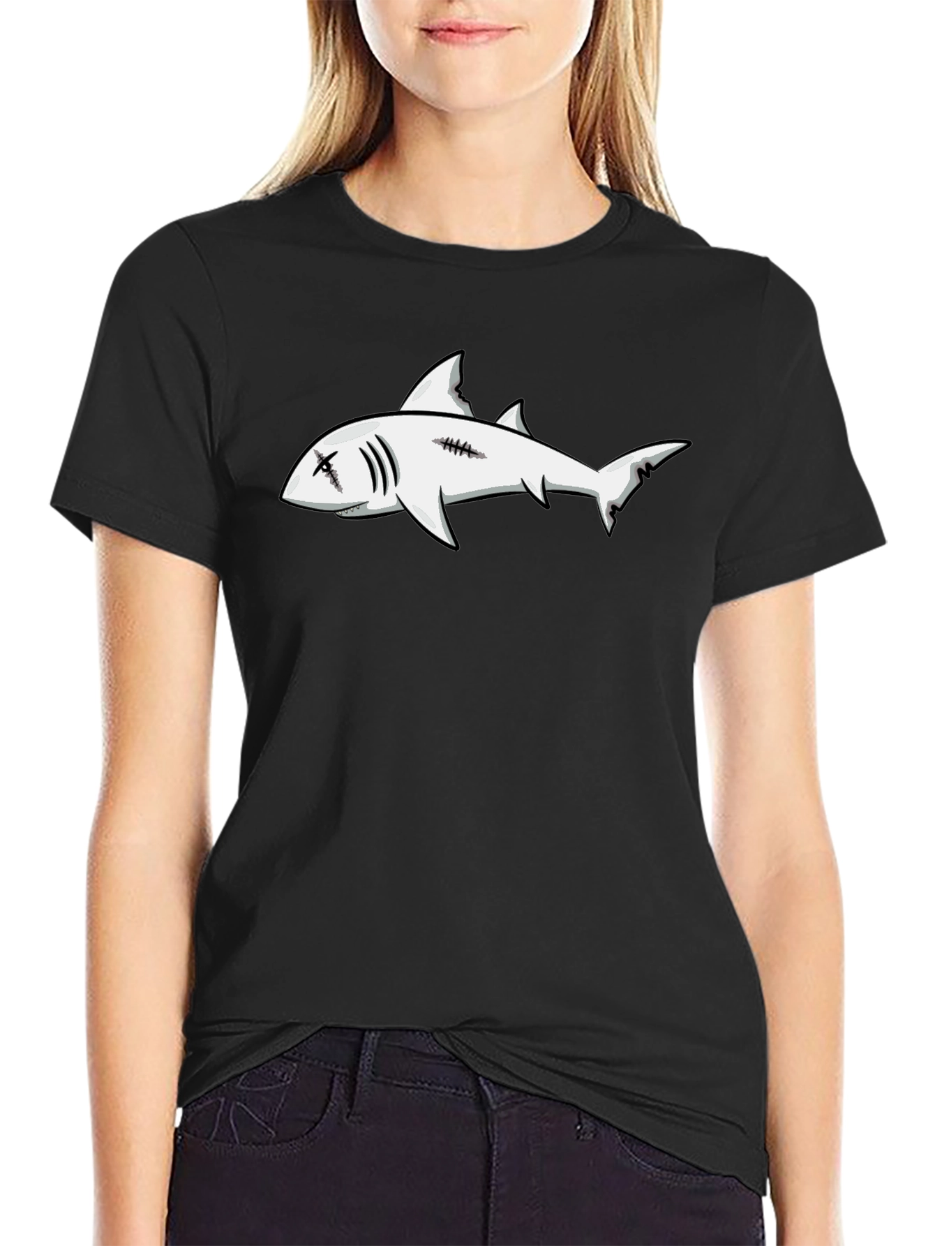 Shark Graphic Black T-Shirt - Edgy Streetwear