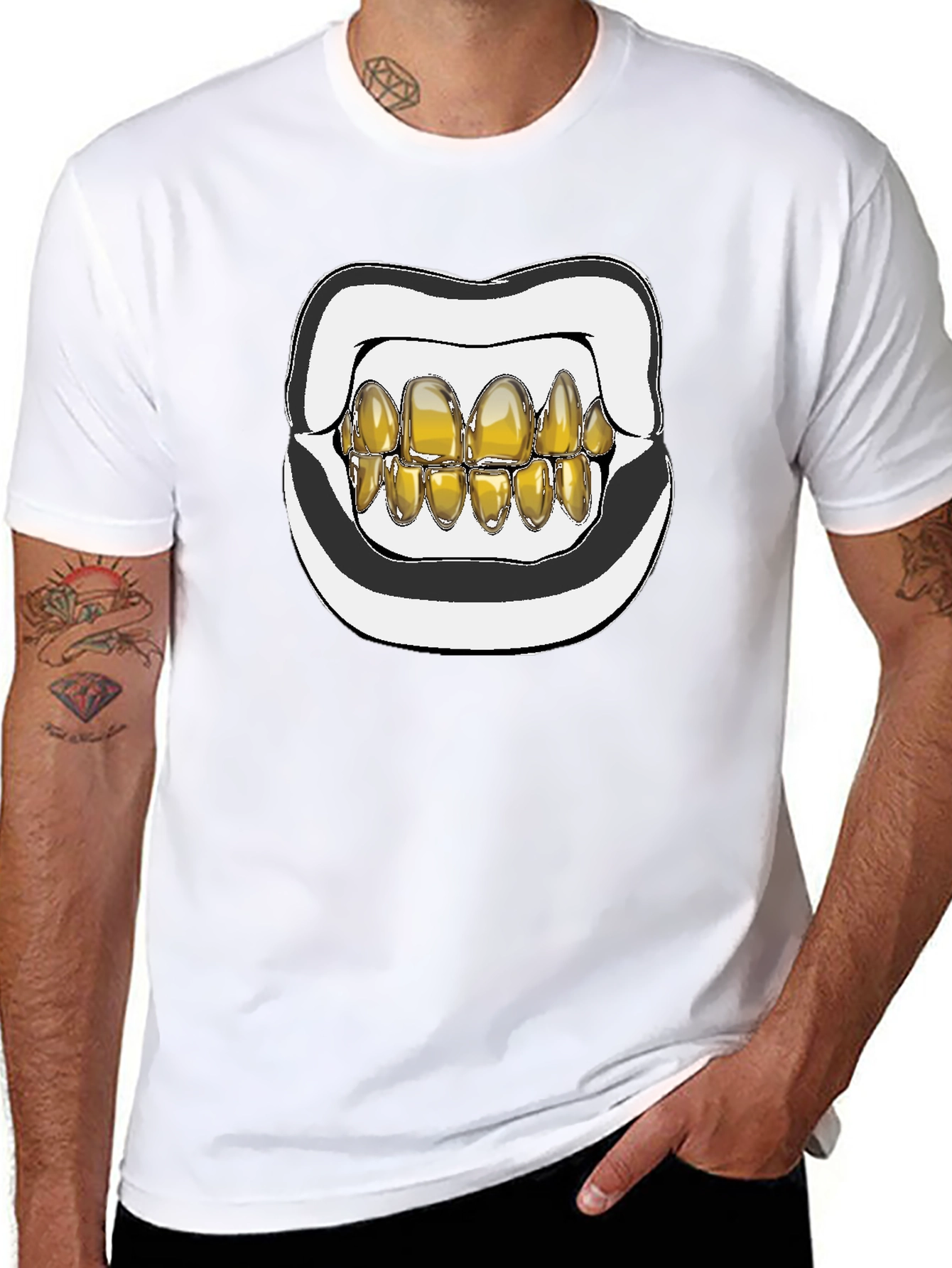 Gold Grill Mouth Graphic T-Shirt
