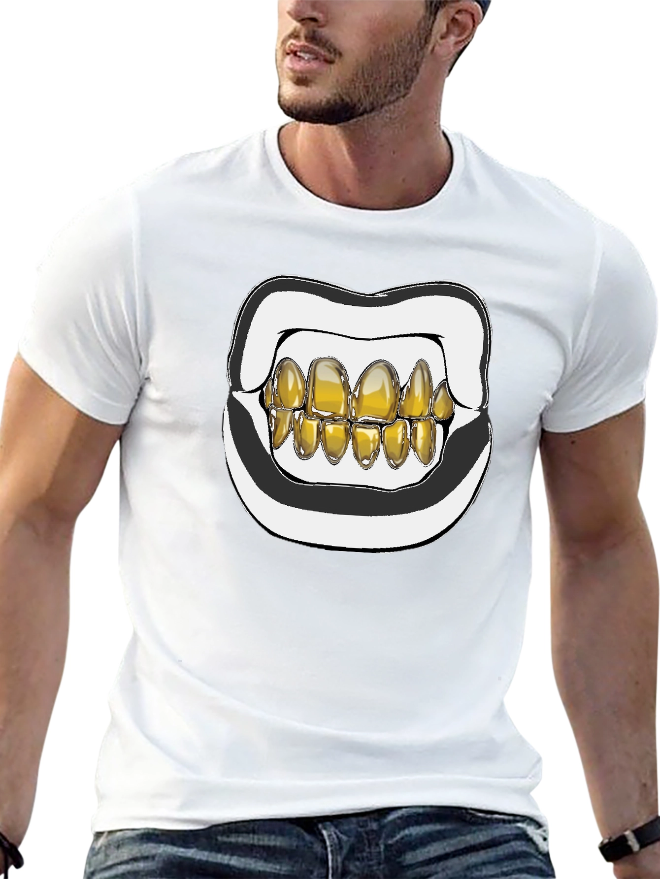 Gold Grill Mouth Graphic T-Shirt