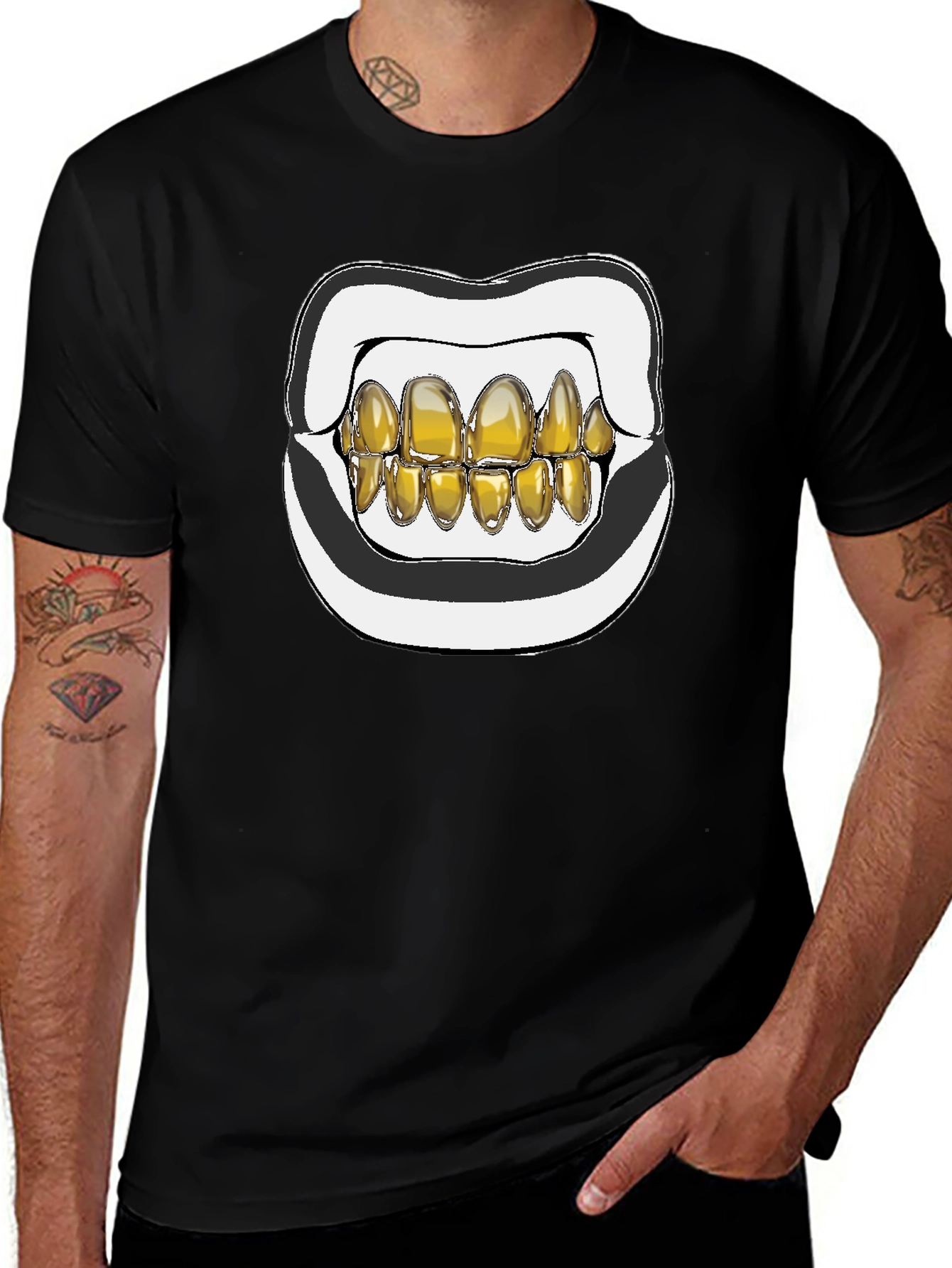 Gold Grill Mouth Graphic T-Shirt