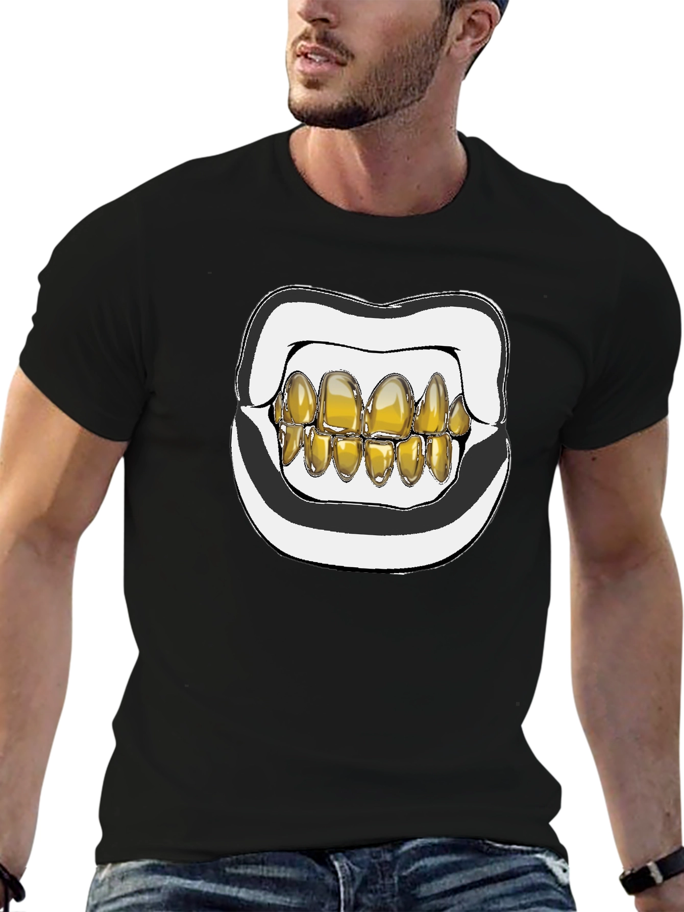 Gold Grill Mouth Graphic T-Shirt