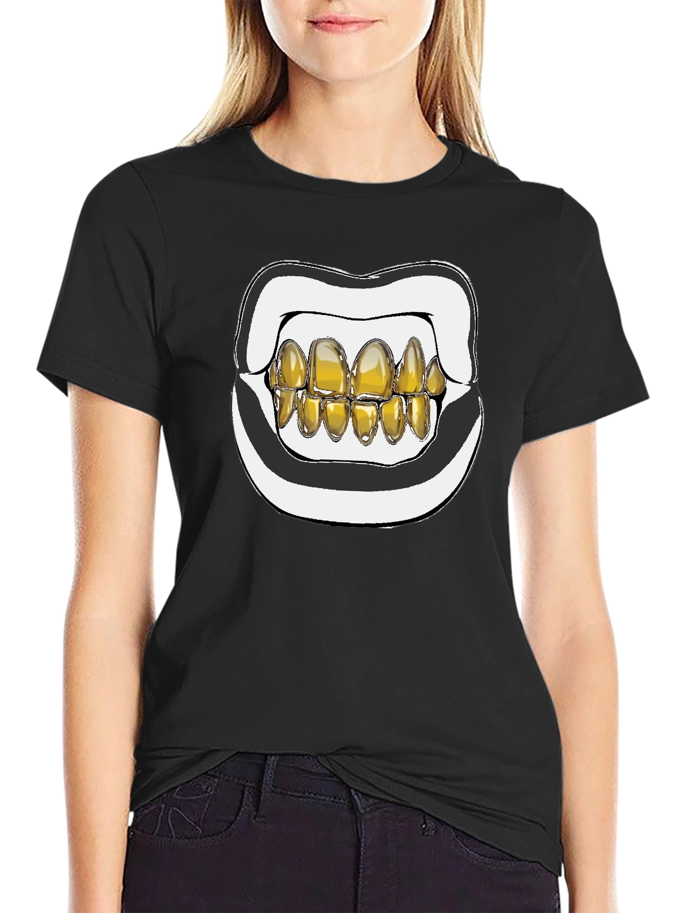 Gold Grill Mouth Graphic T-Shirt