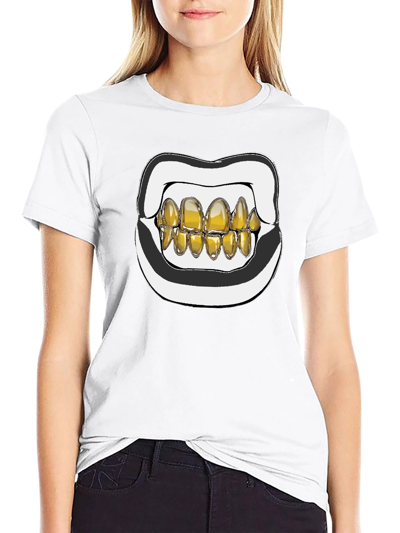 Gold Grill Mouth Graphic T-Shirt