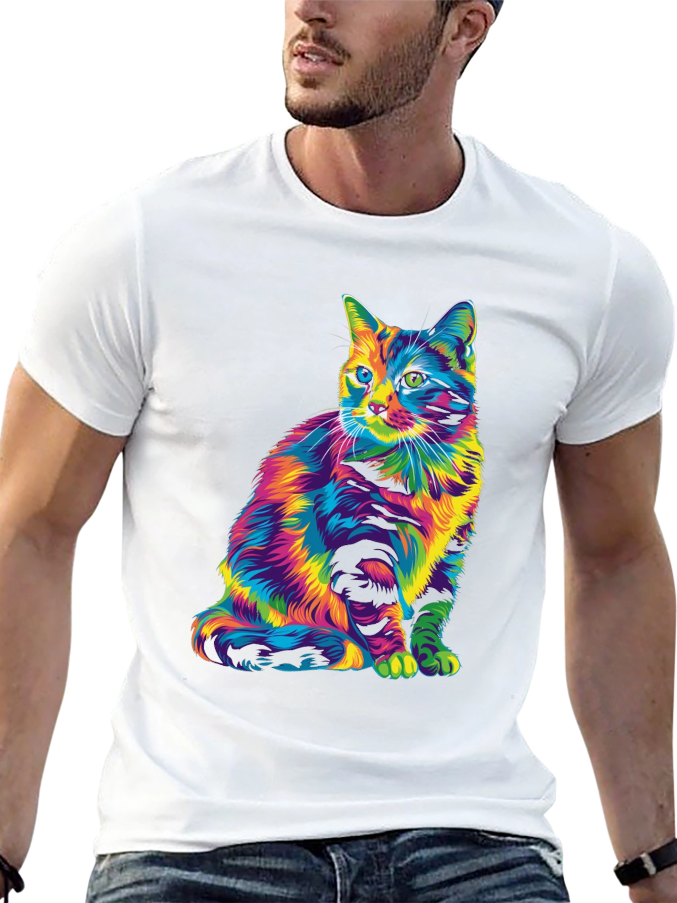 Rainbow Cat Graphic Tee - Unique & Stylish