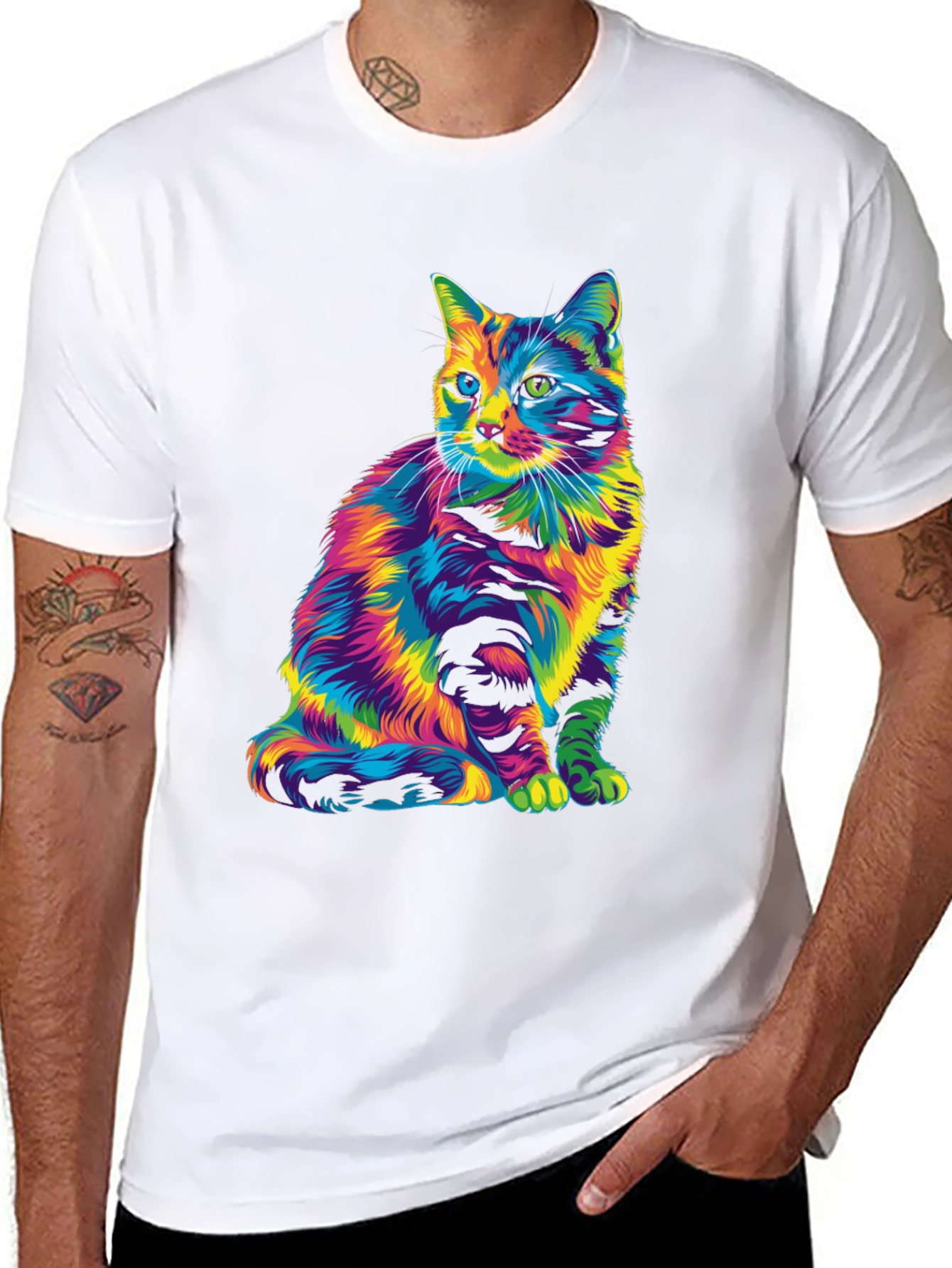 Rainbow Cat Graphic Tee - Unique & Stylish