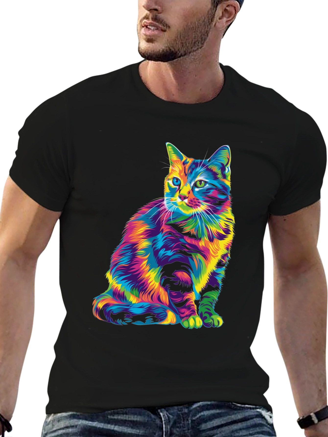 Rainbow Cat Graphic Tee - Unique & Stylish