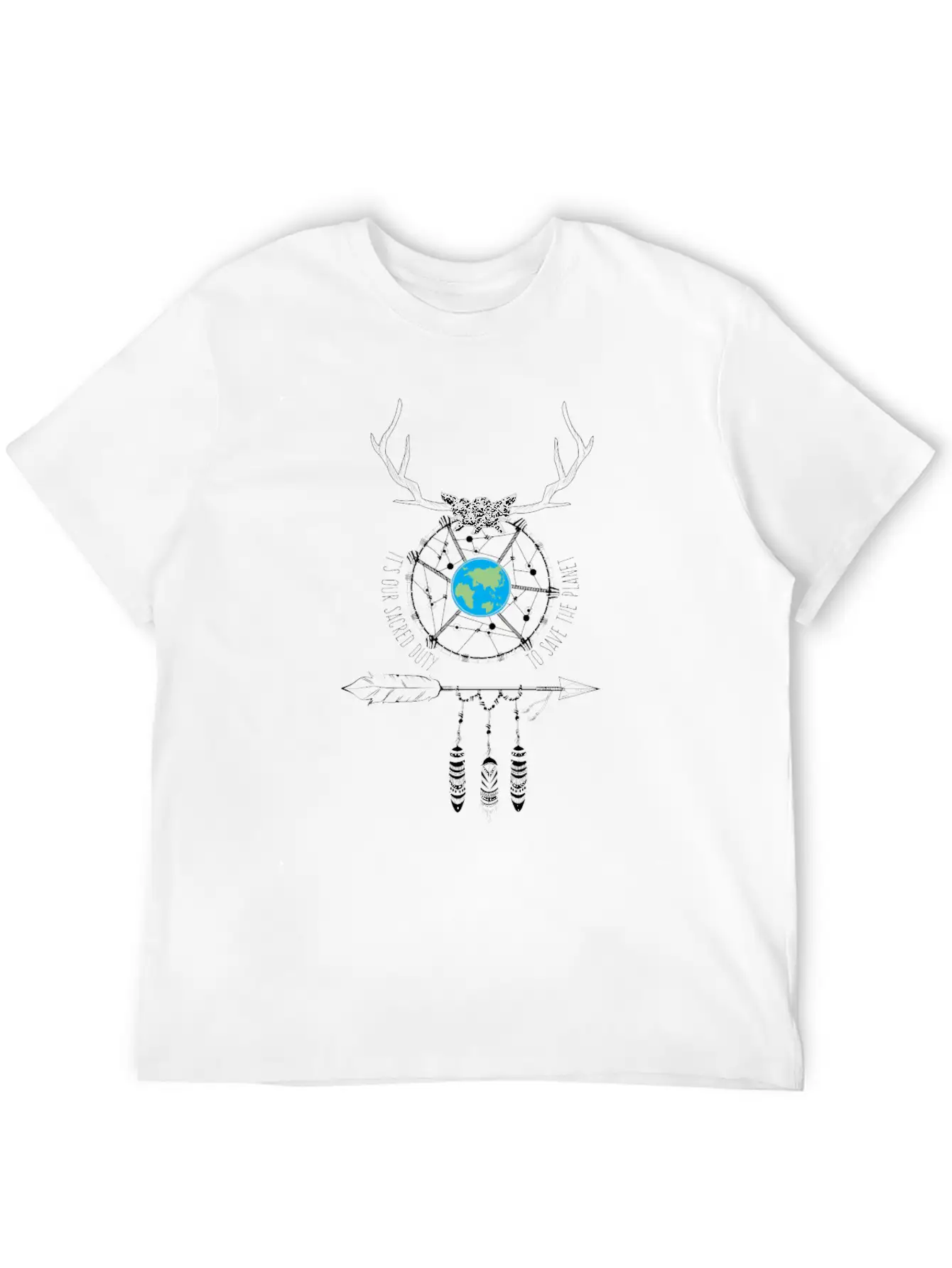 Sacred Duty Dreamcatcher Save The Planet Basic Graphic T-Shirt – Daily Comfort In Soft Cotton