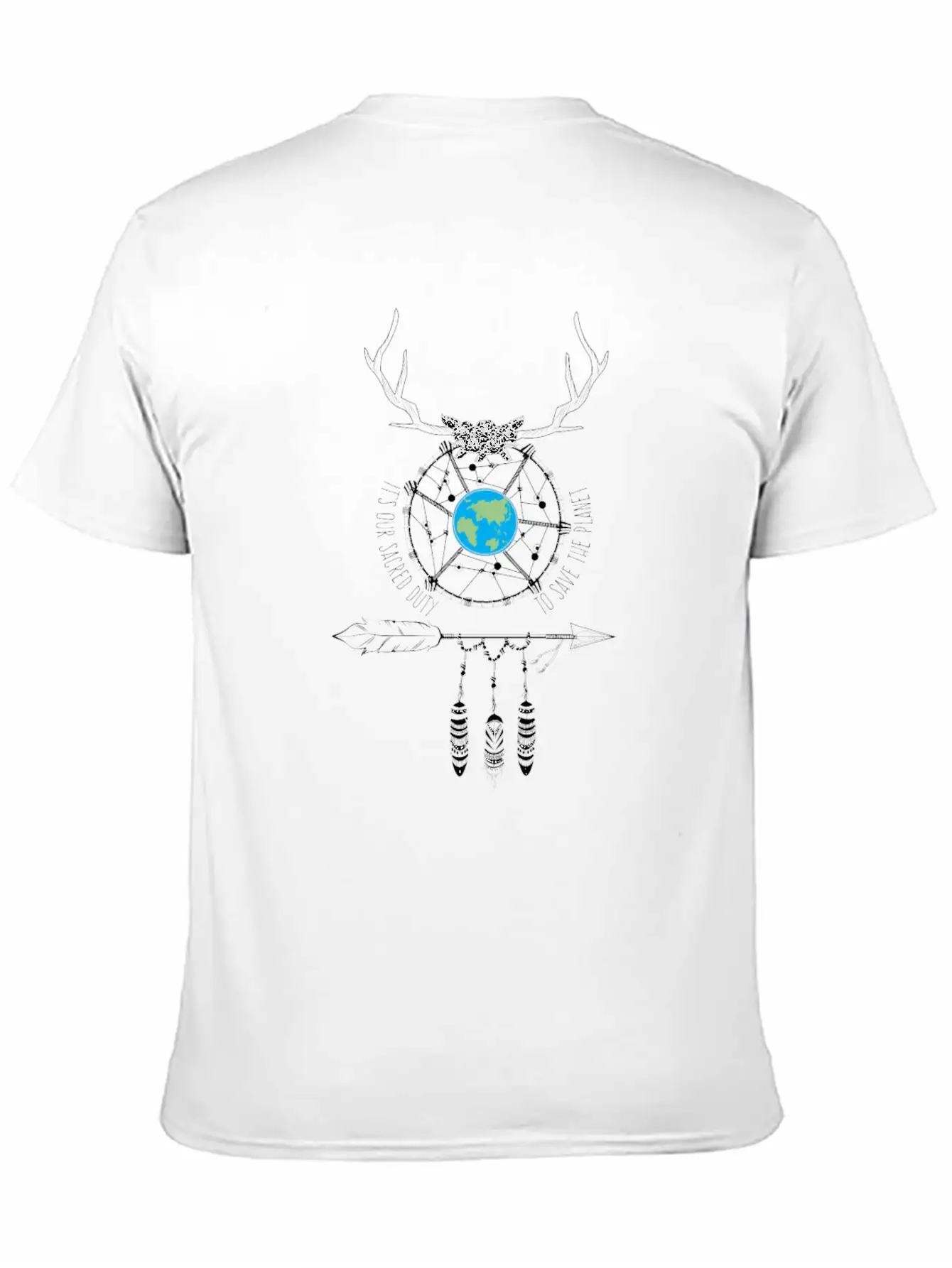 Sacred Duty Dreamcatcher Save The Planet Basic Graphic T-Shirt – Daily Comfort In Soft Cotton