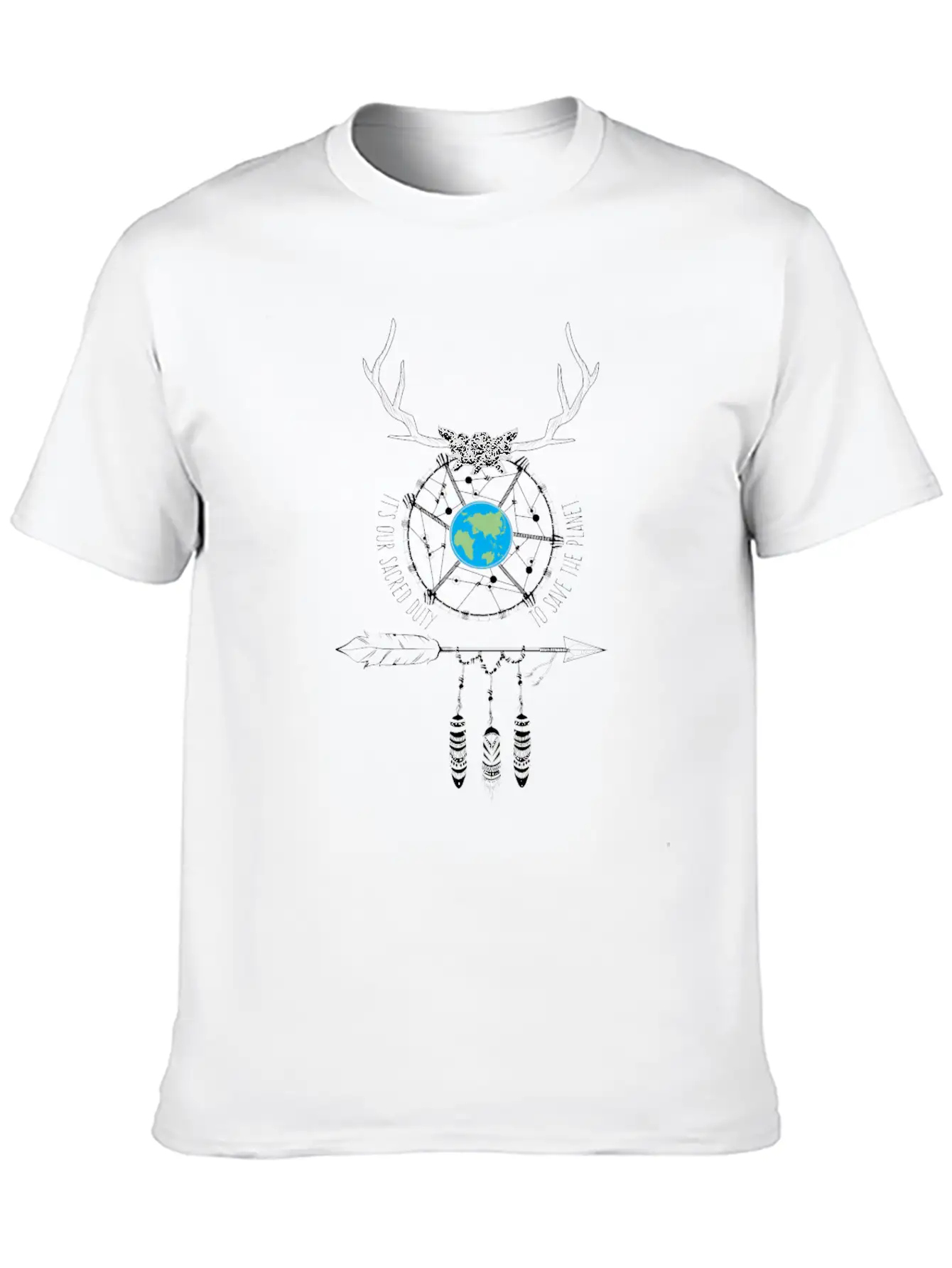 Sacred Duty Dreamcatcher Save The Planet Basic Graphic T-Shirt – Daily Comfort In Soft Cotton