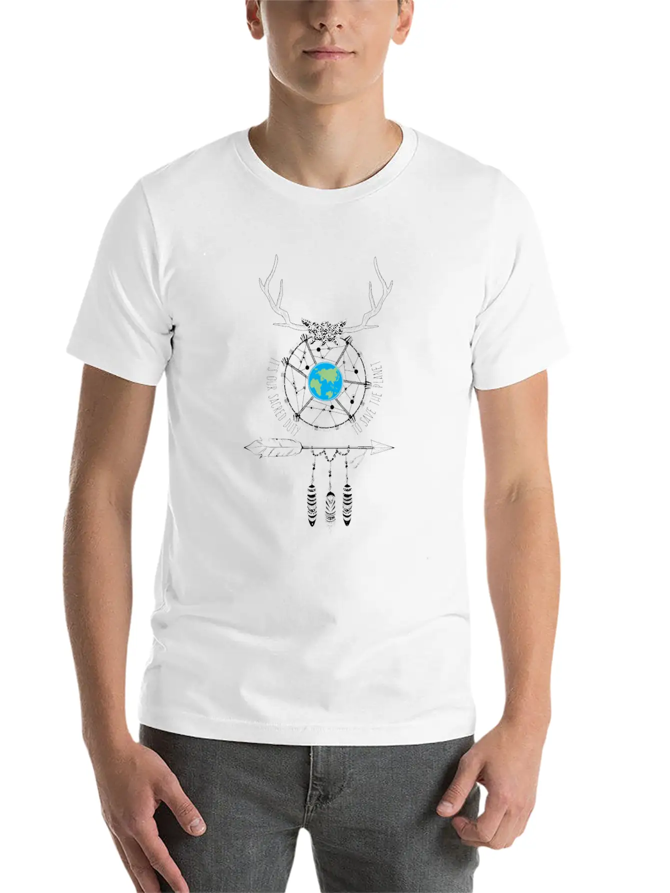 Sacred Duty Dreamcatcher Save The Planet Basic Graphic T-Shirt – Daily Comfort In Soft Cotton