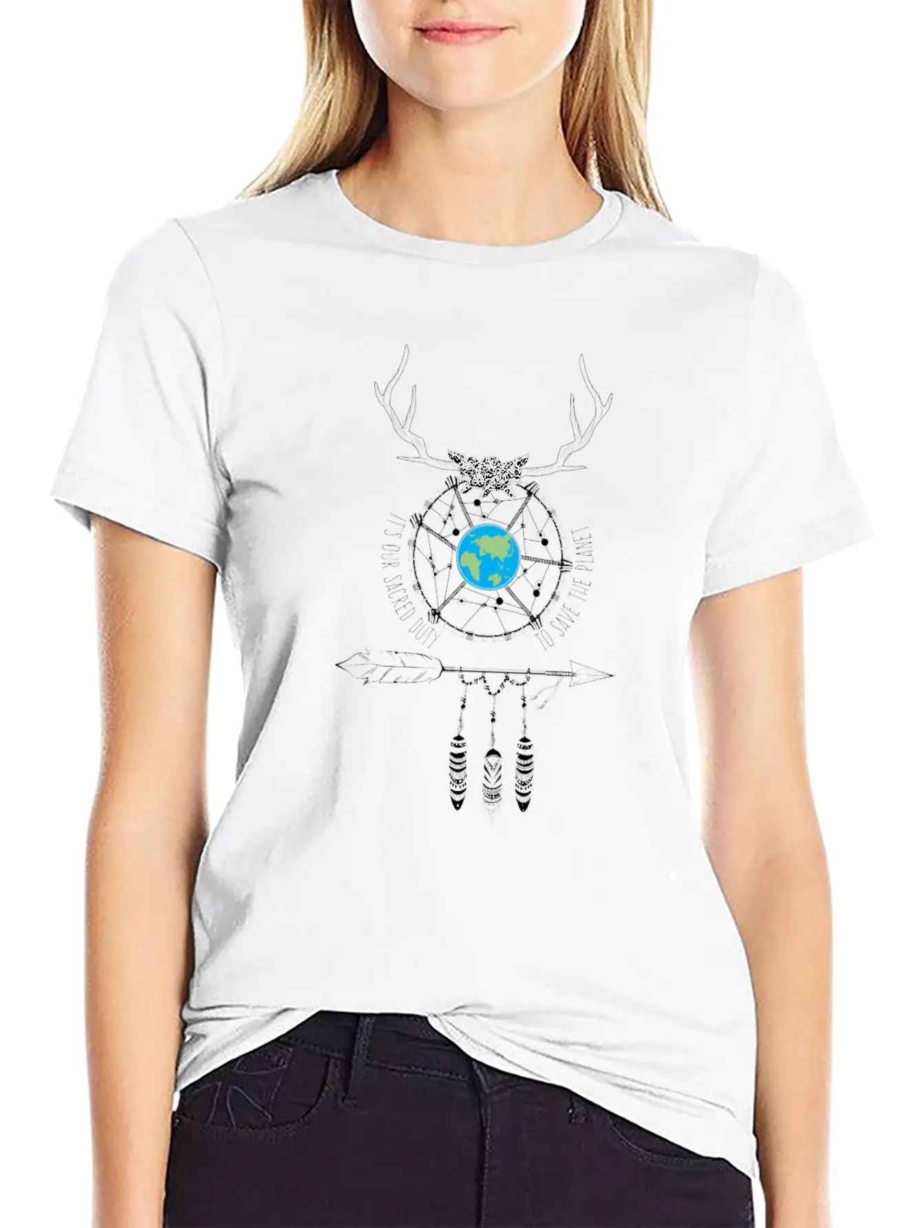 Sacred Duty Dreamcatcher Save The Planet Basic Graphic T-Shirt – Daily Comfort In Soft Cotton