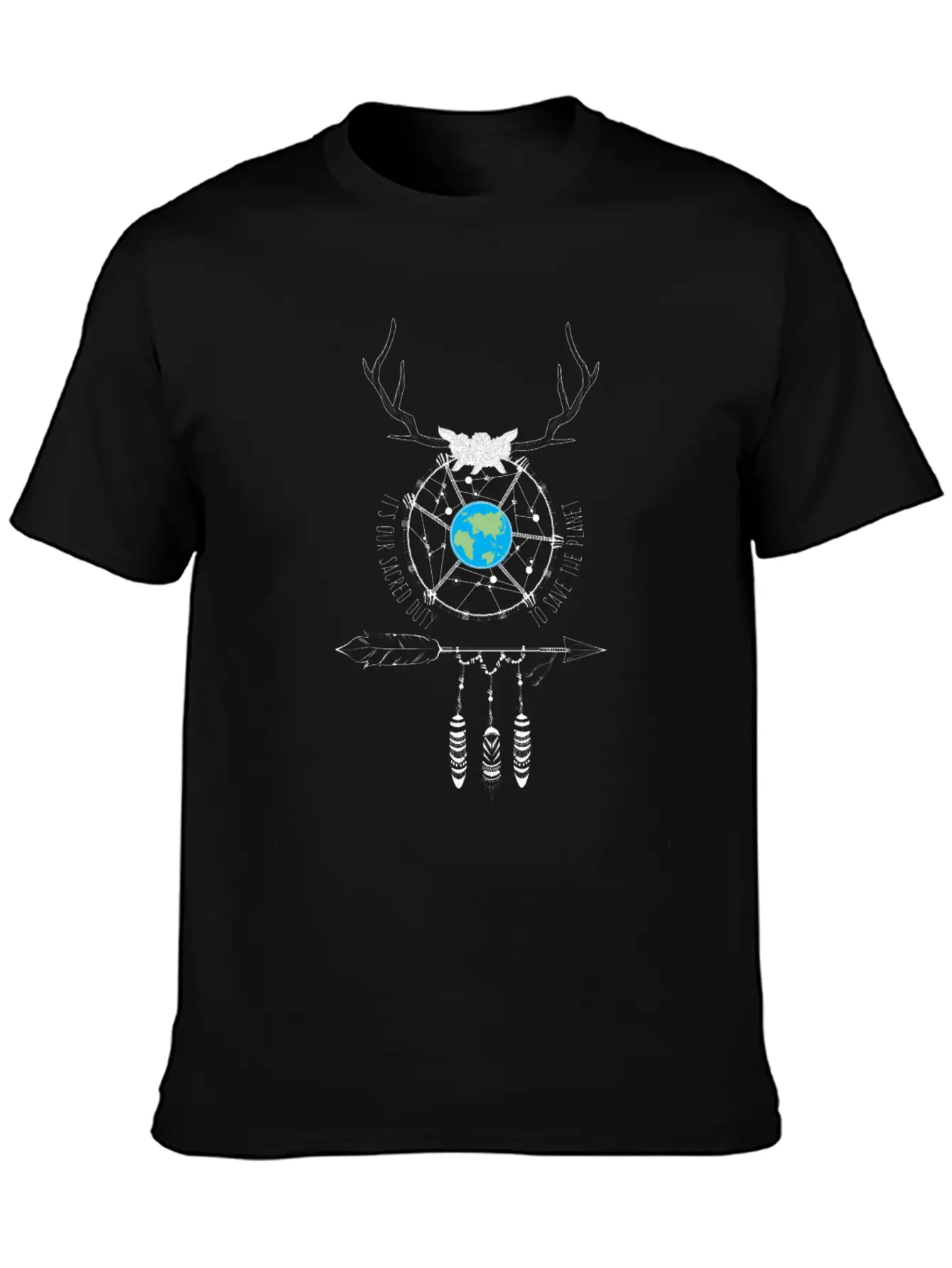 Sacred Duty Dreamcatcher Save The Planet Basic Graphic T-Shirt – Daily Comfort In Soft Cotton