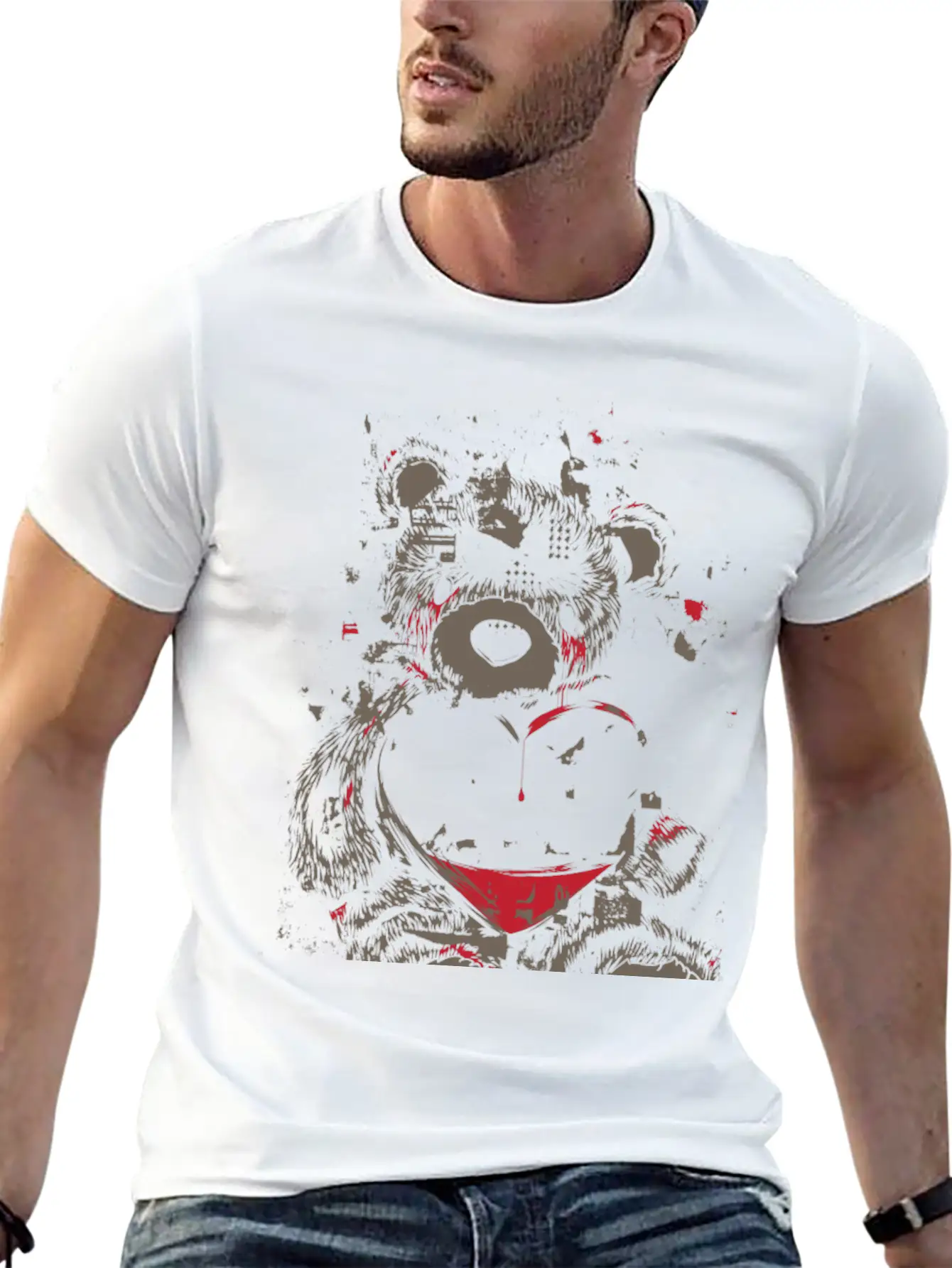 Sad Bear Comfortable Minimalist Graphic Tee – Summer Style Essential