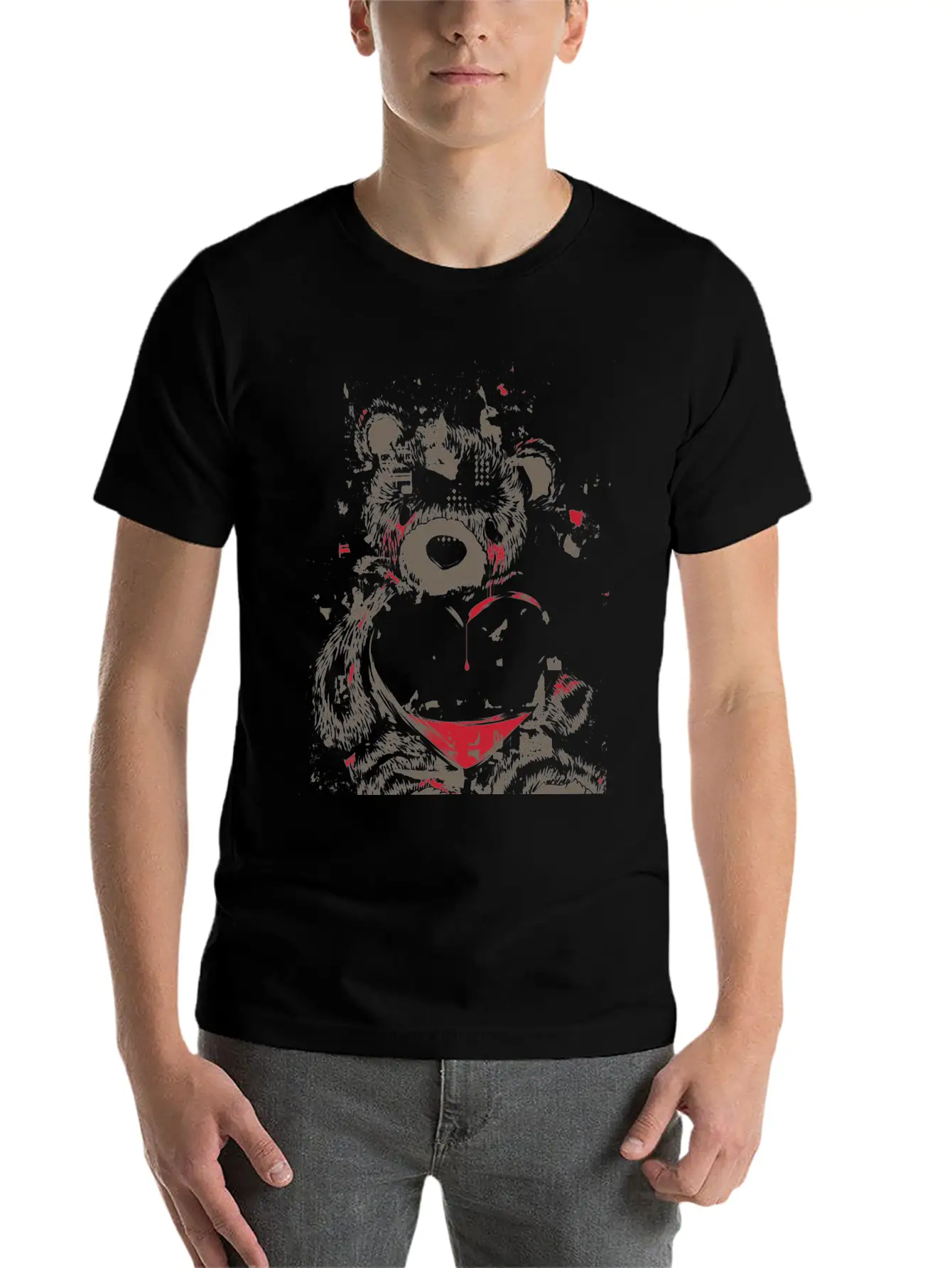 Sad Bear Comfortable Minimalist Graphic Tee – Summer Style Essential