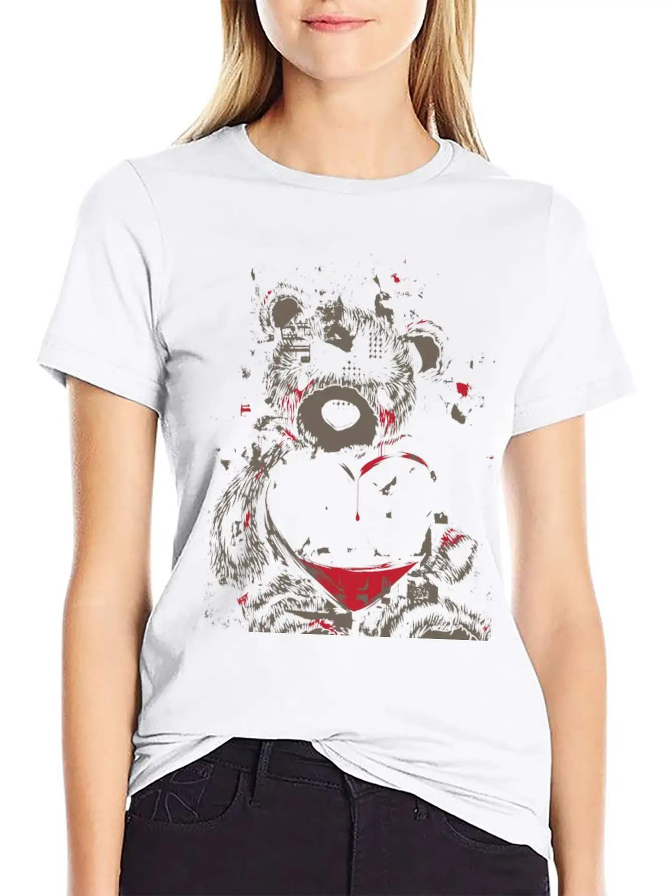 Sad Bear Comfortable Minimalist Graphic Tee – Summer Style Essential