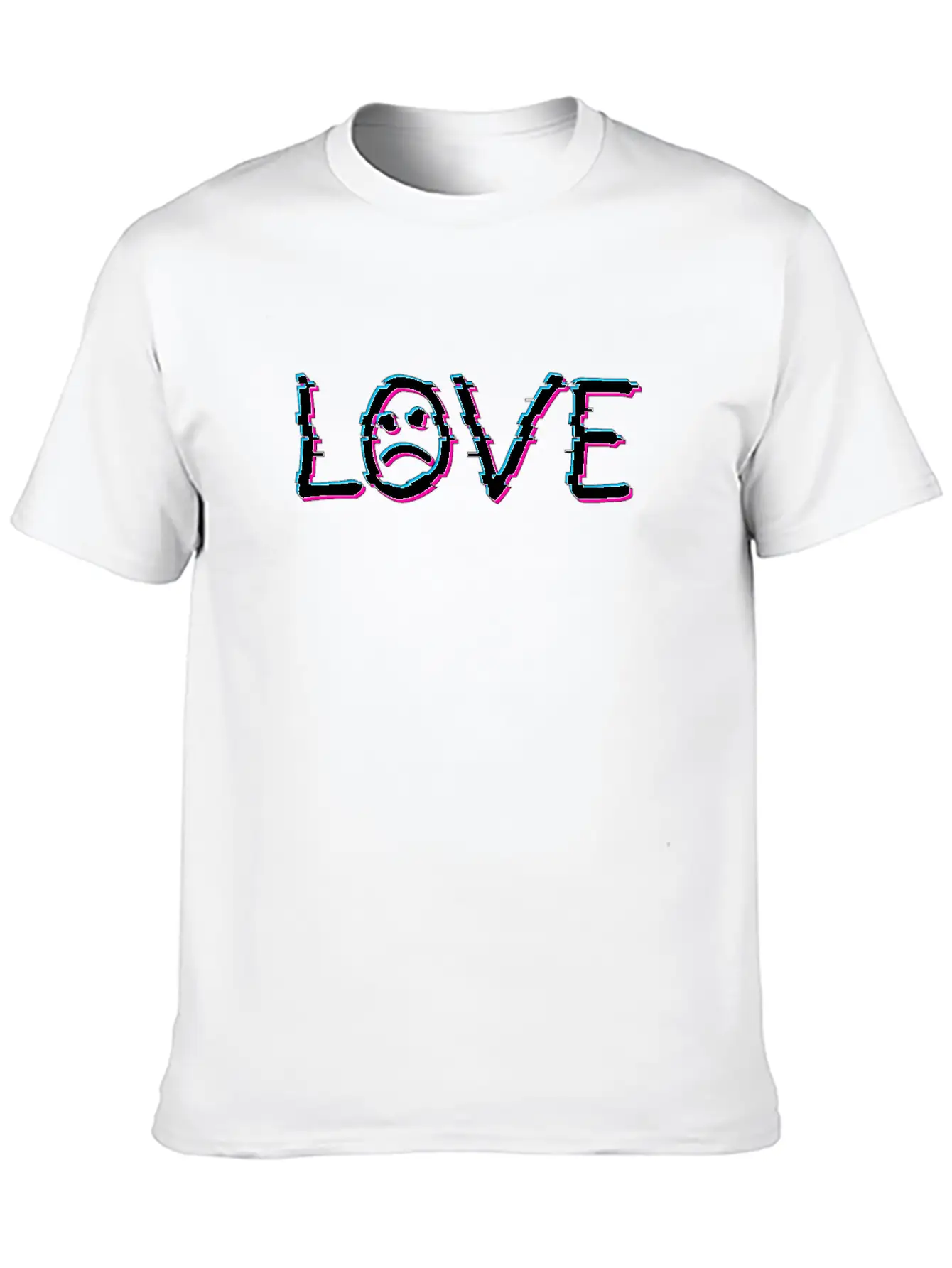 Sad Face Love Tattoo Vaporwave Glitch Art Gift Comfortable Minimalist Graphic Tee – Summer Style Essential