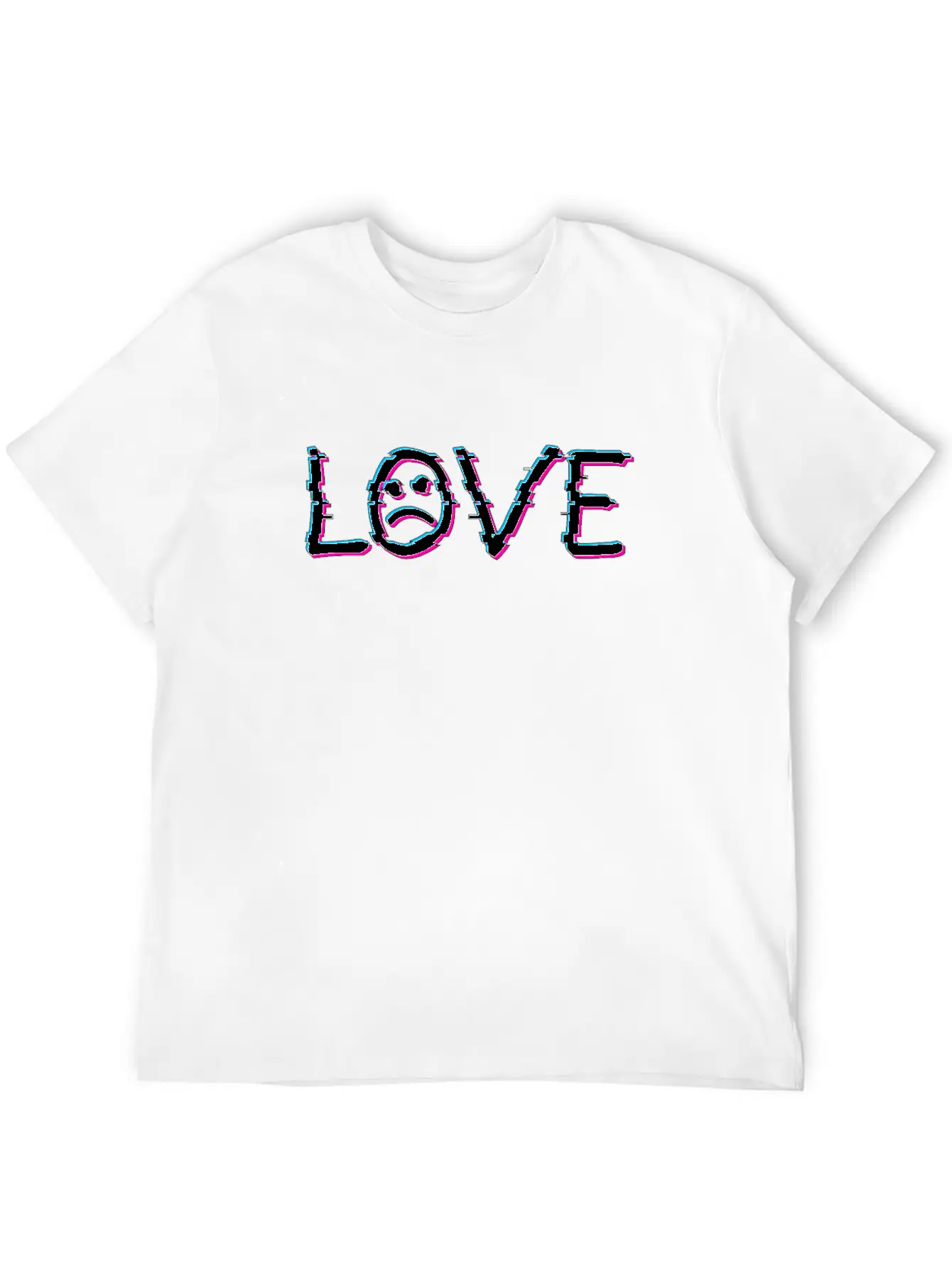 Sad Face Love Tattoo Vaporwave Glitch Art Gift Comfortable Minimalist Graphic Tee – Summer Style Essential