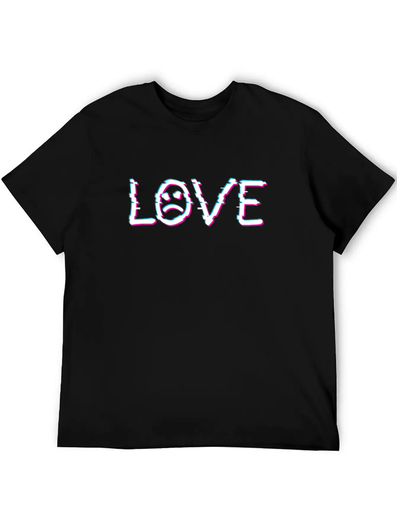 Sad Face Love Tattoo Vaporwave Glitch Art Gift Comfortable Minimalist Graphic Tee – Summer Style Essential