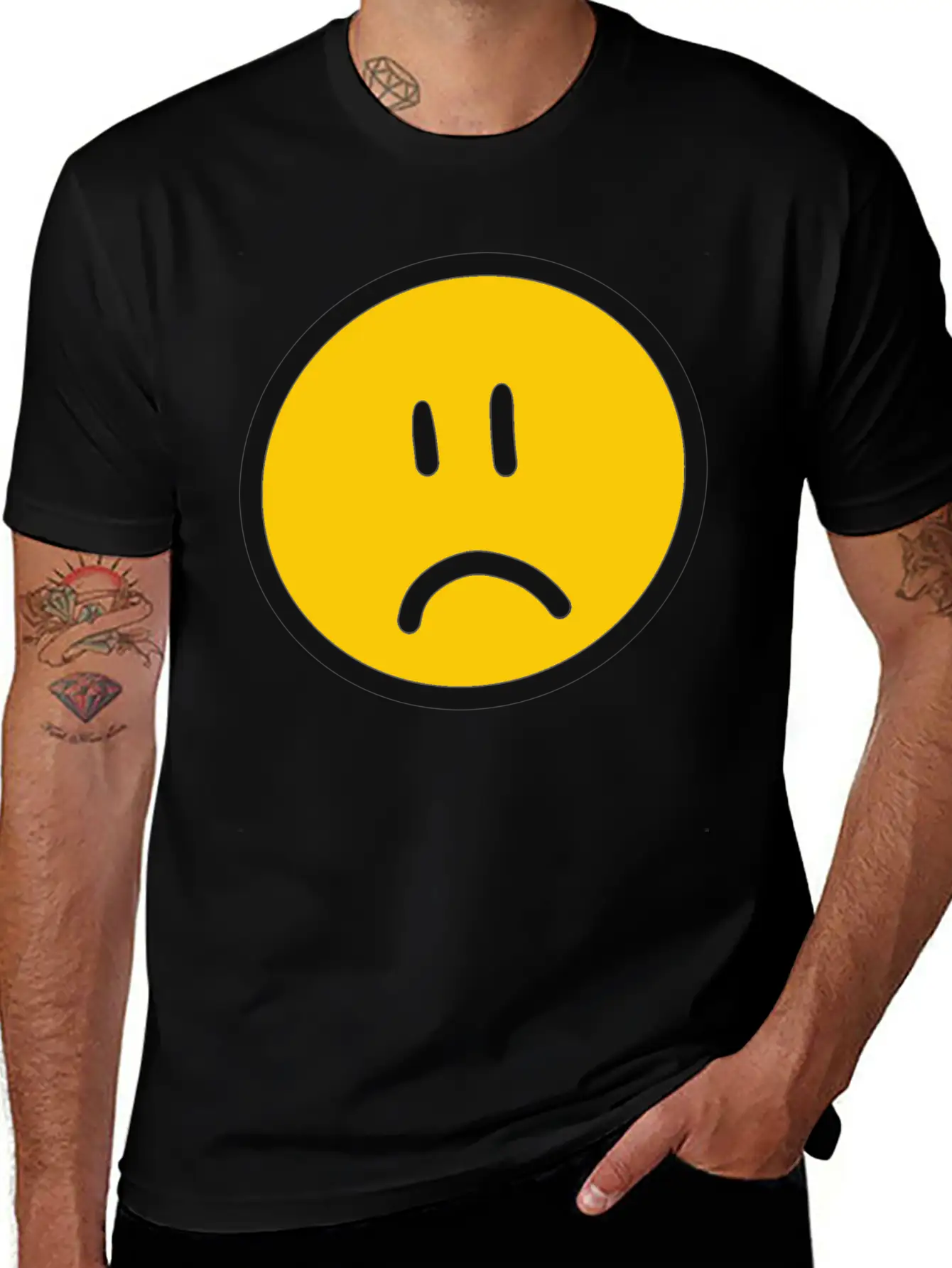 Sad Face Unisex Short Sleeve Soft Cotton T-Shirt – Casual Everyday Wear