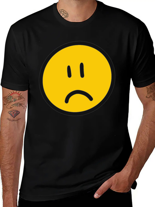 Sad Face Unisex Short Sleeve Soft Cotton T-Shirt – Casual Everyday Wear