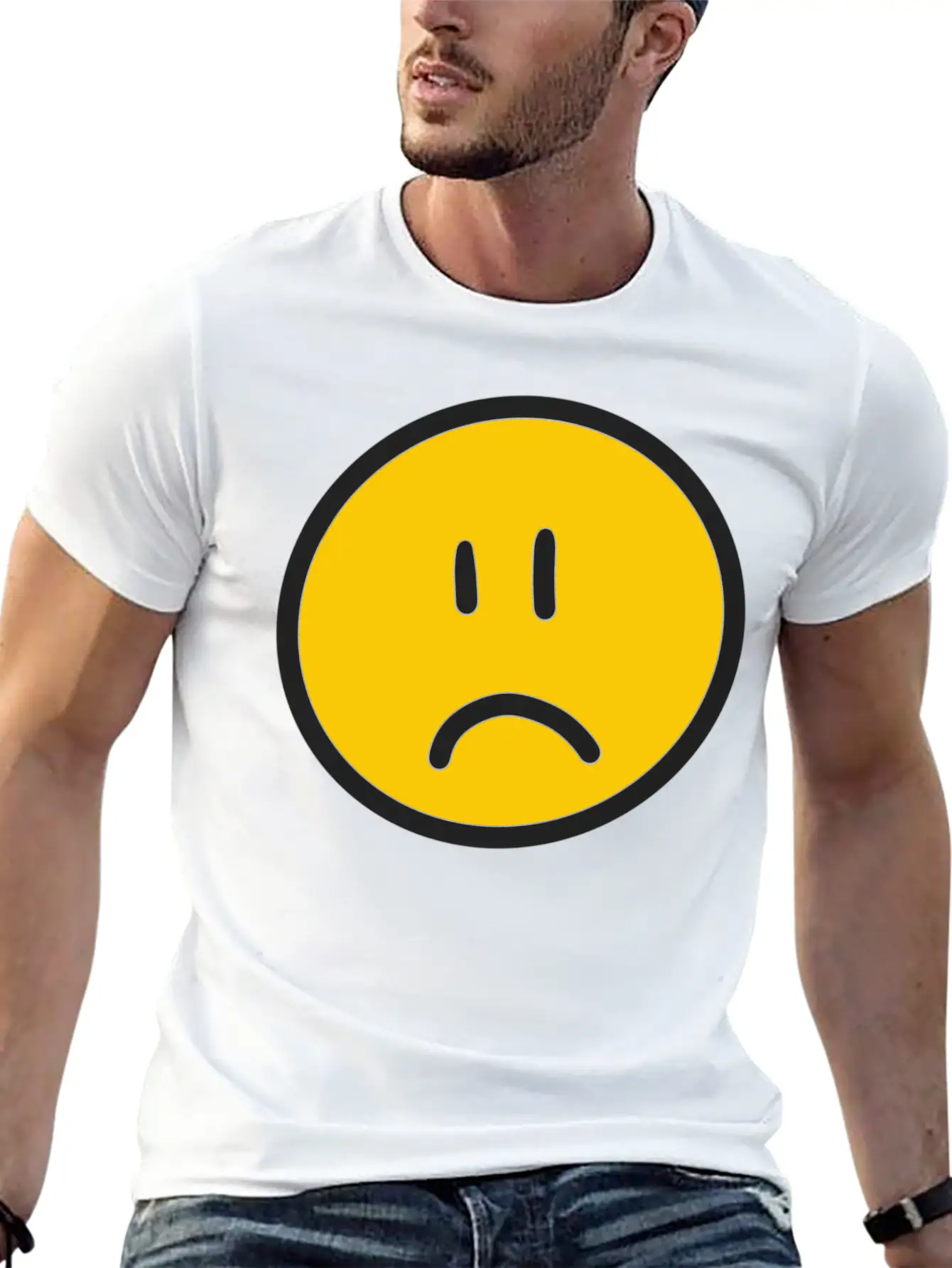 Sad Face Unisex Short Sleeve Soft Cotton T-Shirt – Casual Everyday Wear