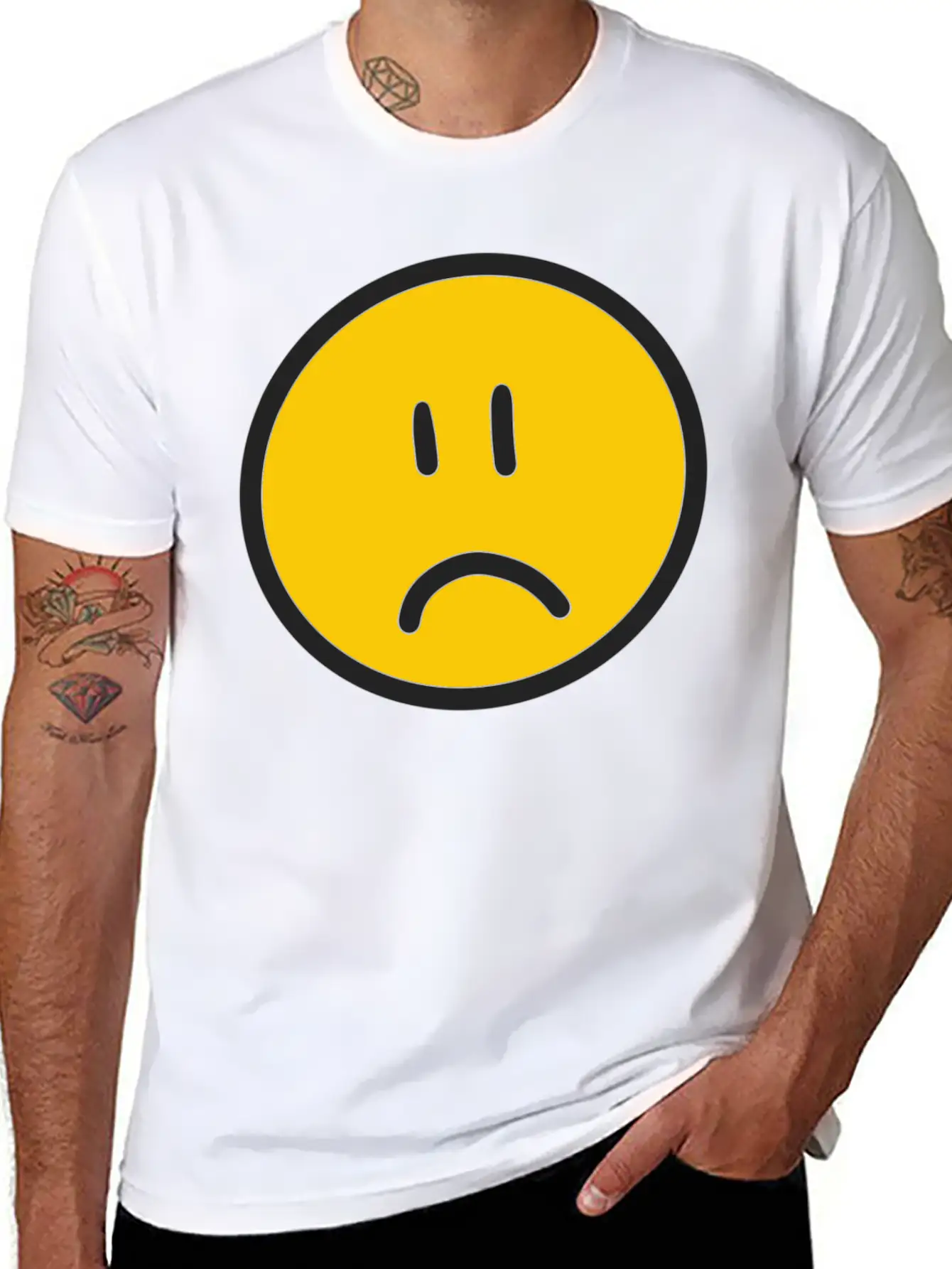 Sad Face Unisex Short Sleeve Soft Cotton T-Shirt – Casual Everyday Wear