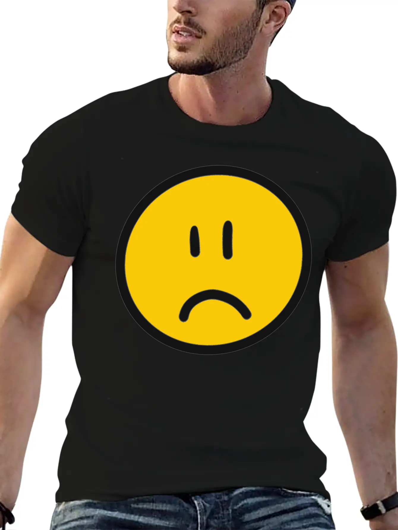 Sad Face Unisex Short Sleeve Soft Cotton T-Shirt – Casual Everyday Wear